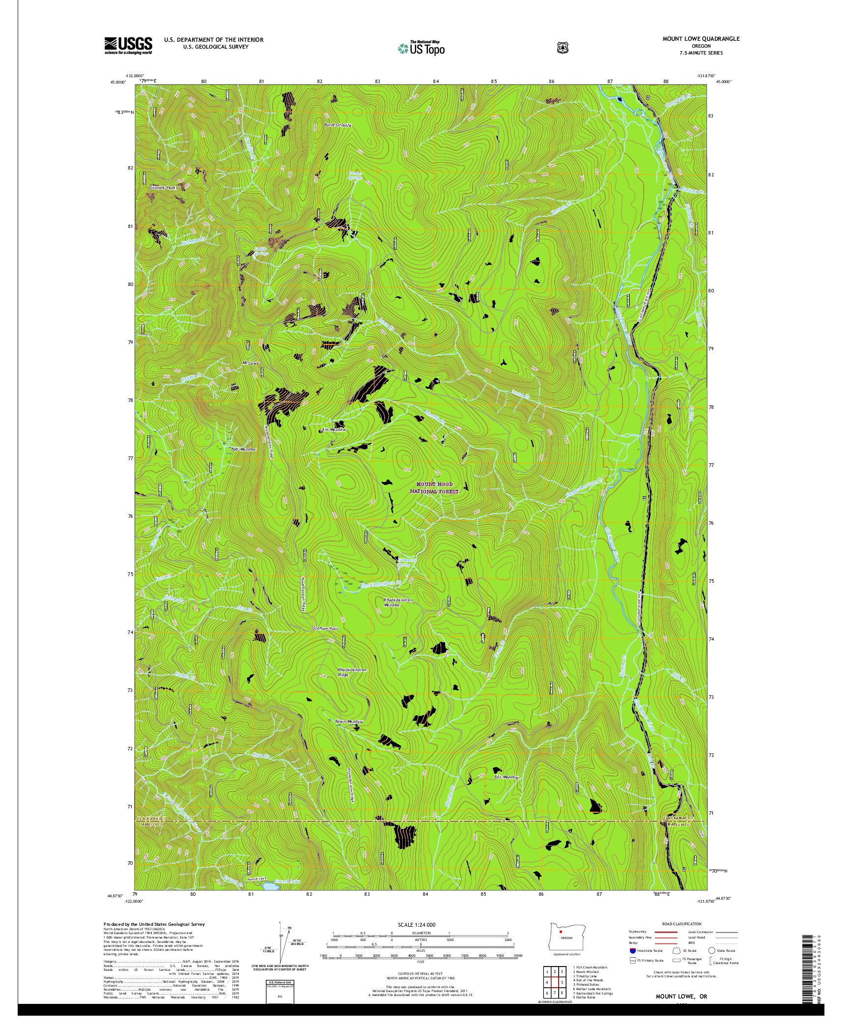 USGS US TOPO 7.5-MINUTE MAP FOR MOUNT LOWE, OR 2020