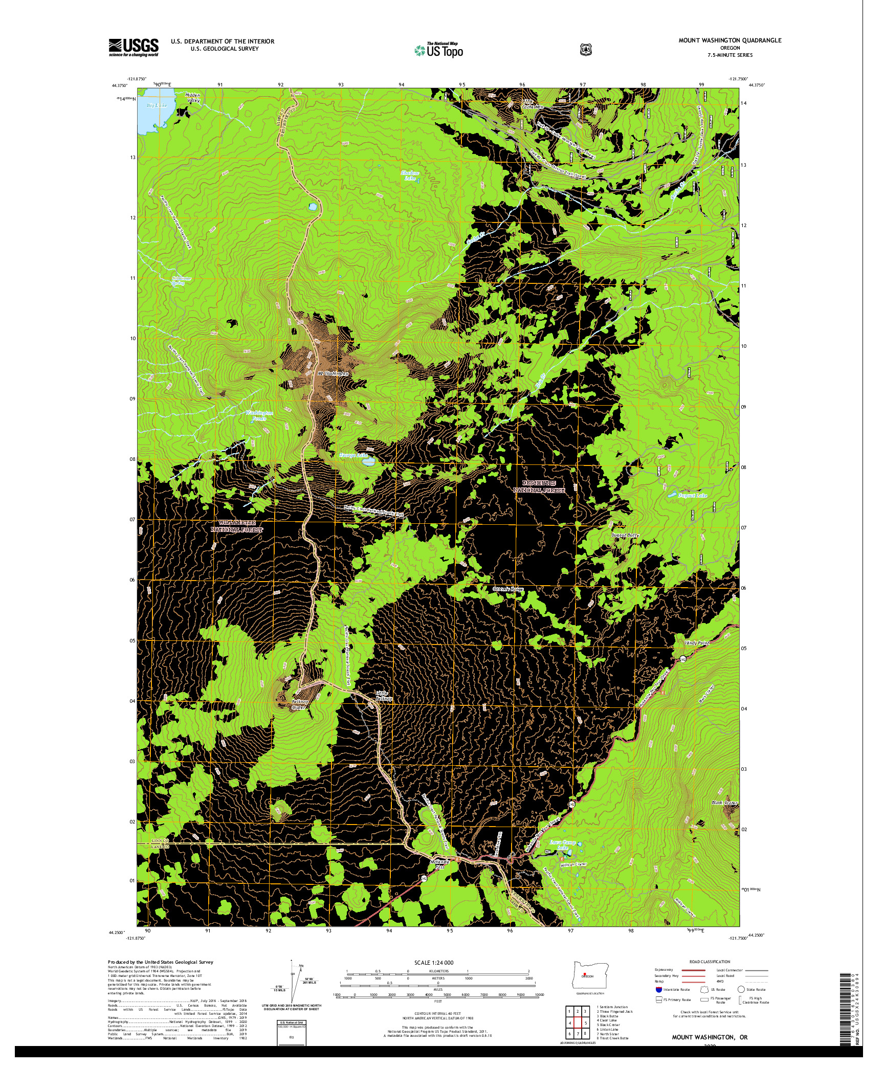 USGS US TOPO 7.5-MINUTE MAP FOR MOUNT WASHINGTON, OR 2020