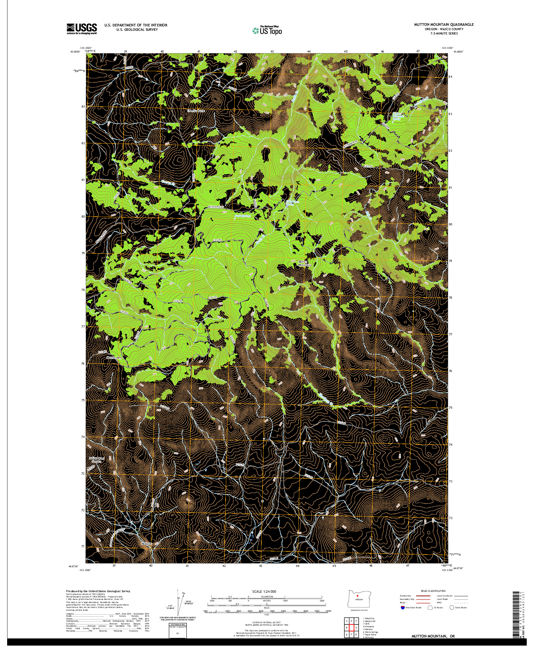 USGS US TOPO 7.5-MINUTE MAP FOR MUTTON MOUNTAIN, OR 2020