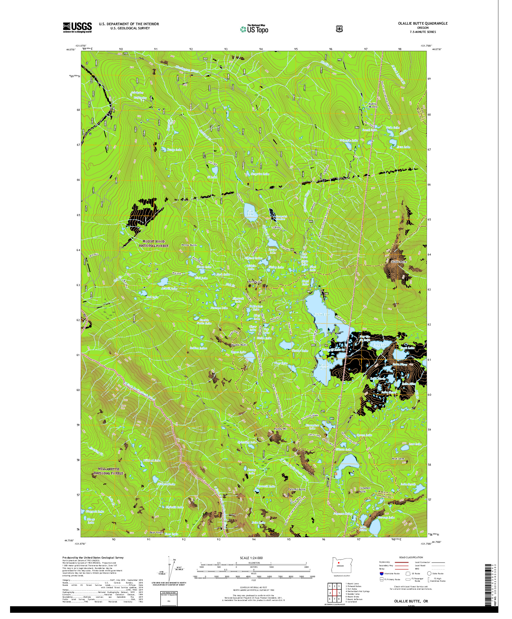 USGS US TOPO 7.5-MINUTE MAP FOR OLALLIE BUTTE, OR 2020