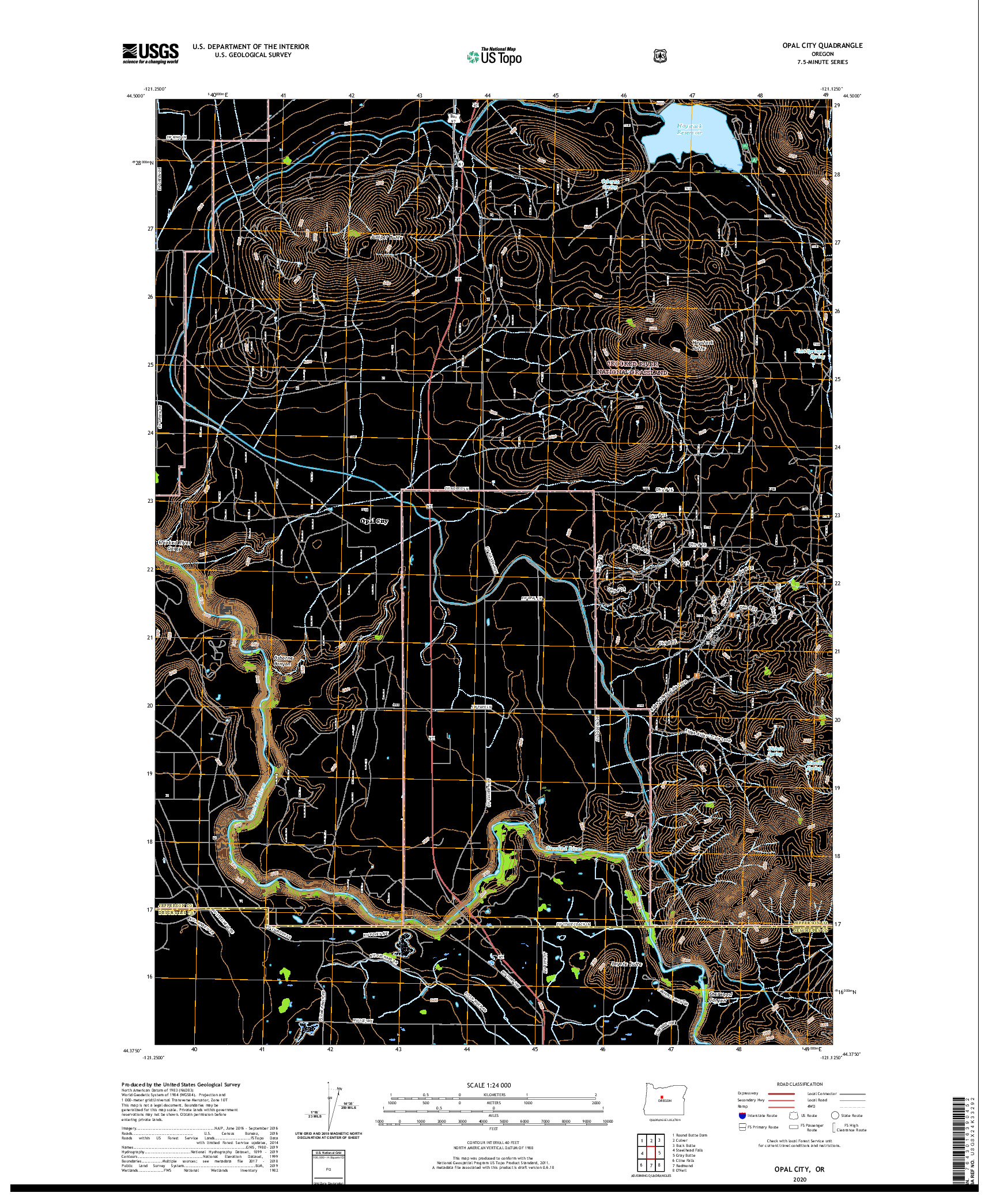 USGS US TOPO 7.5-MINUTE MAP FOR OPAL CITY, OR 2020