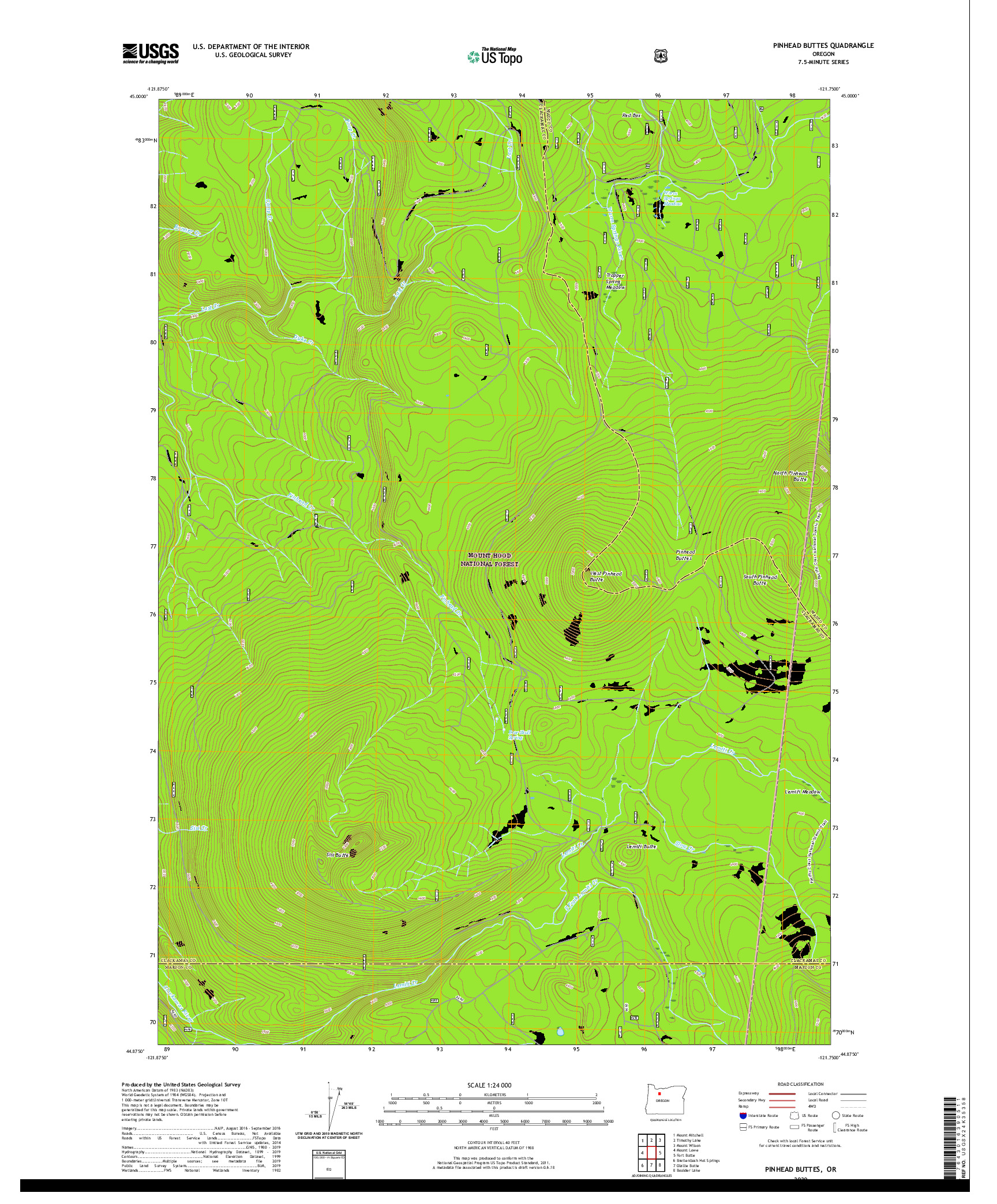 USGS US TOPO 7.5-MINUTE MAP FOR PINHEAD BUTTES, OR 2020