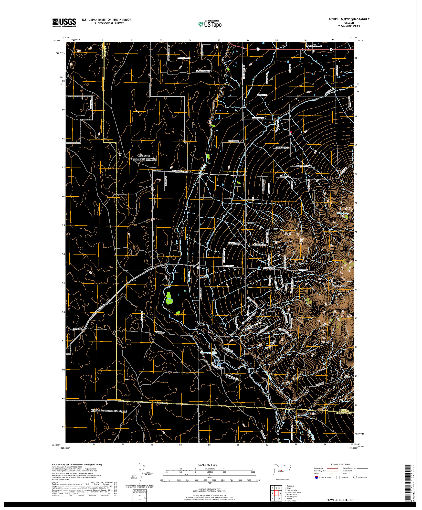 USGS US TOPO 7.5-MINUTE MAP FOR POWELL BUTTE, OR 2020