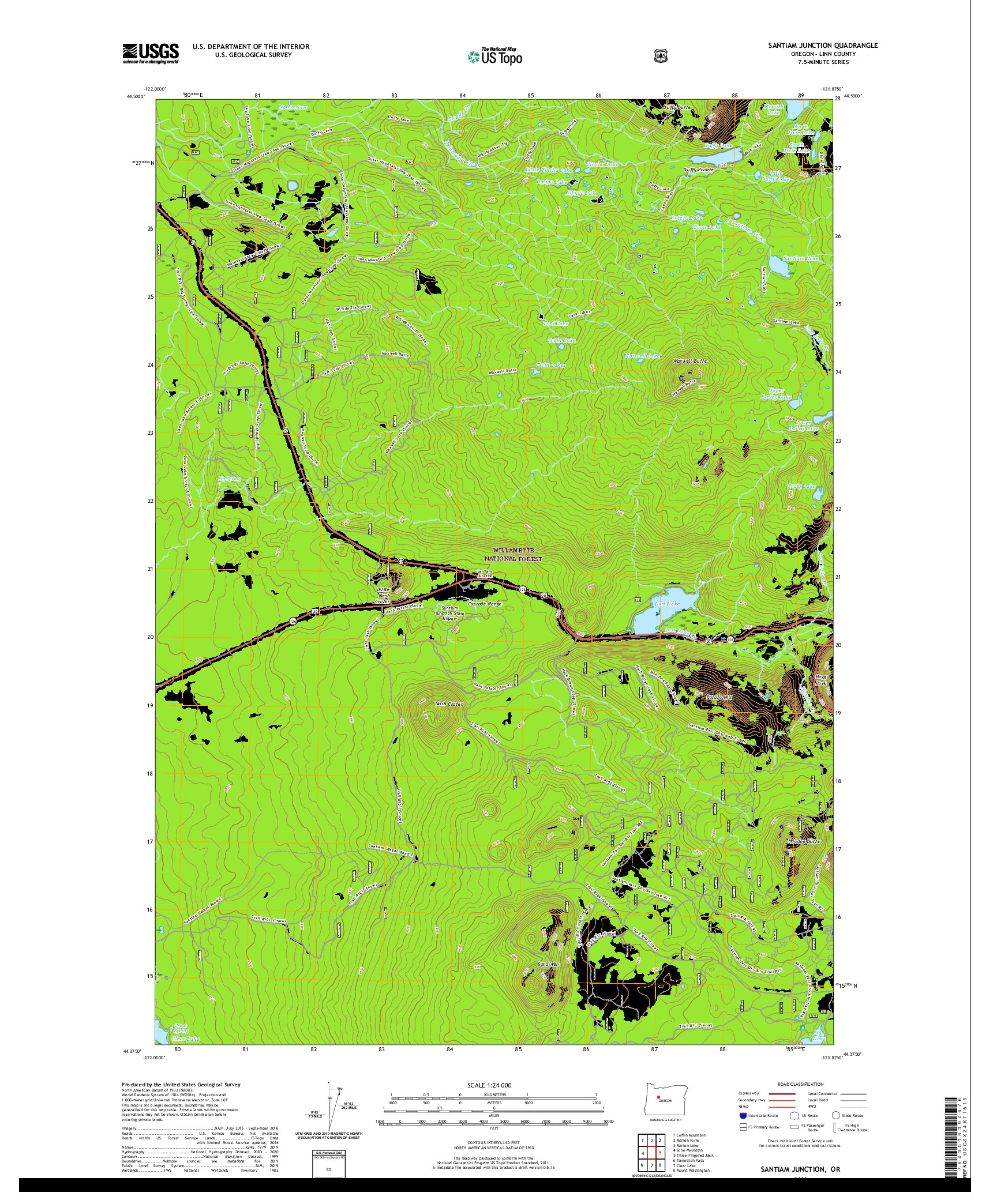 USGS US TOPO 7.5-MINUTE MAP FOR SANTIAM JUNCTION, OR 2020