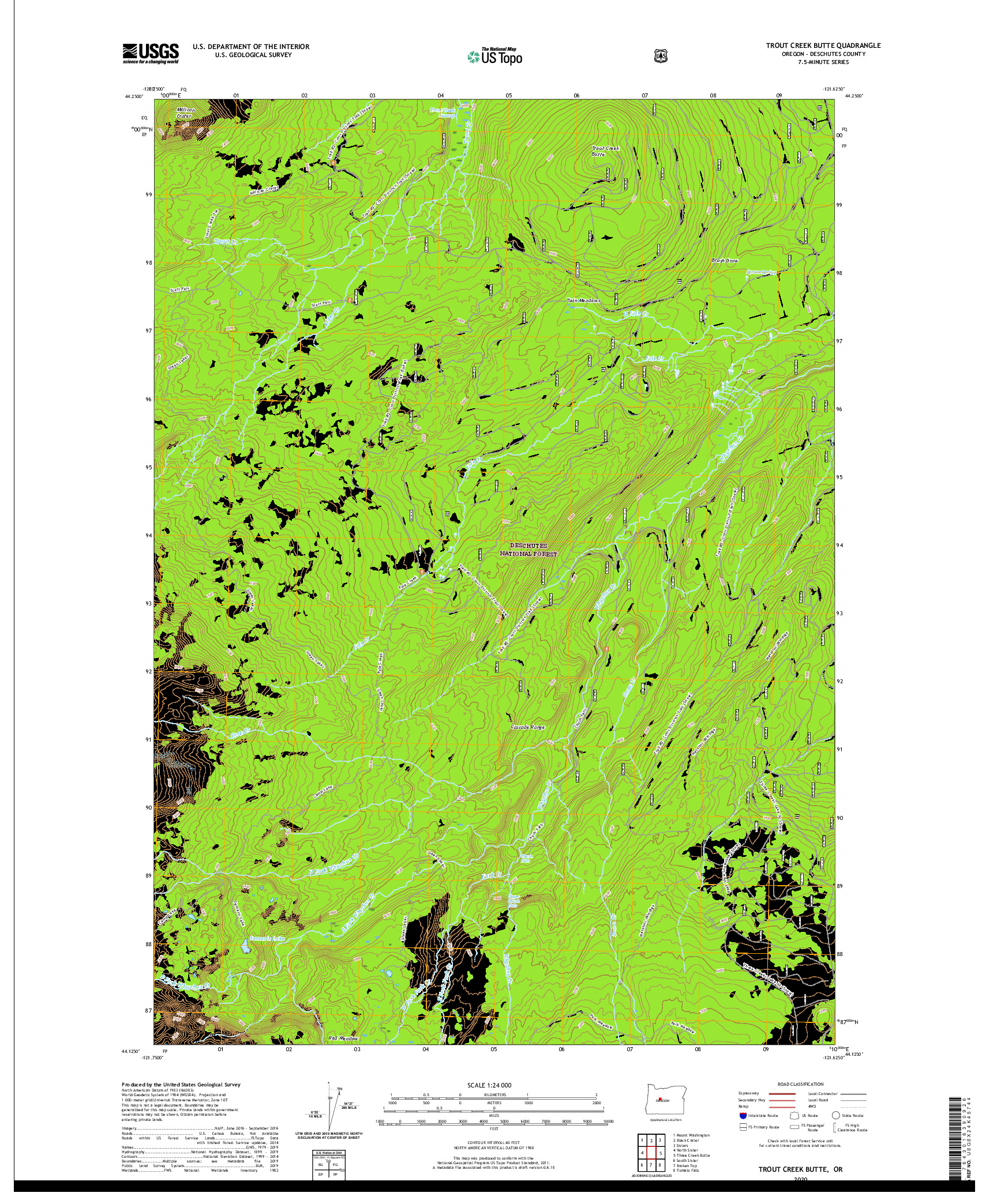 USGS US TOPO 7.5-MINUTE MAP FOR TROUT CREEK BUTTE, OR 2020