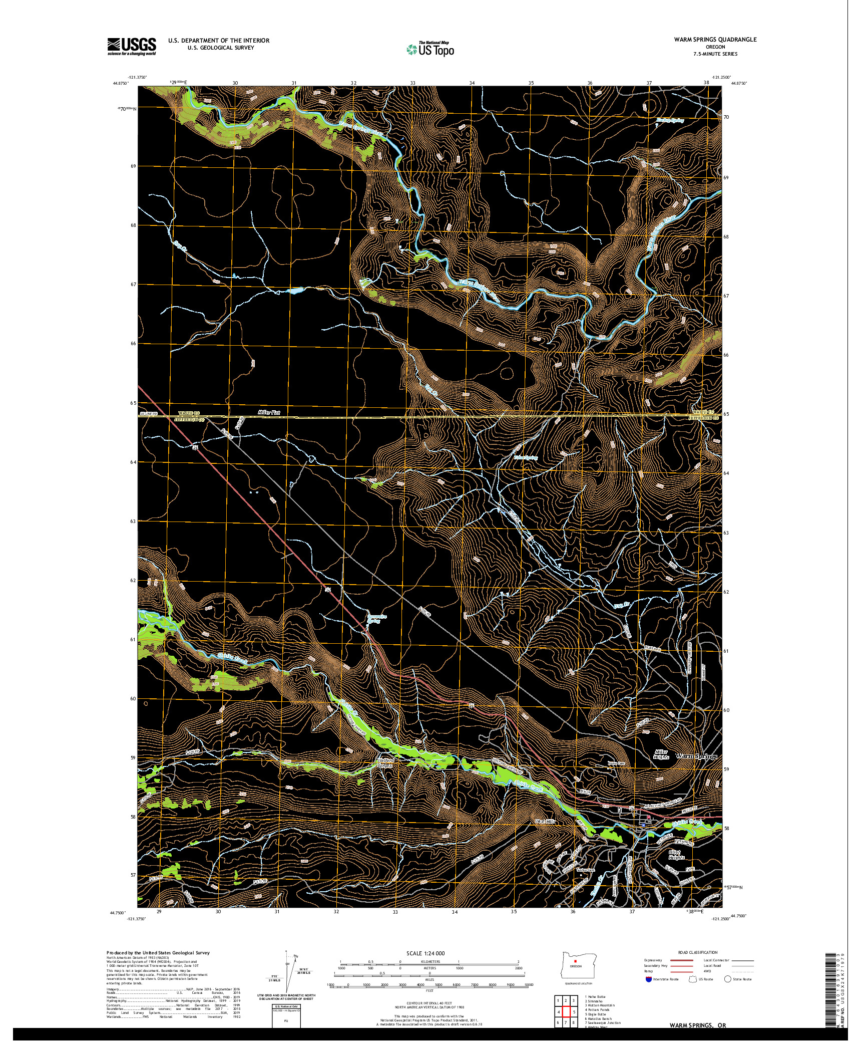 USGS US TOPO 7.5-MINUTE MAP FOR WARM SPRINGS, OR 2020