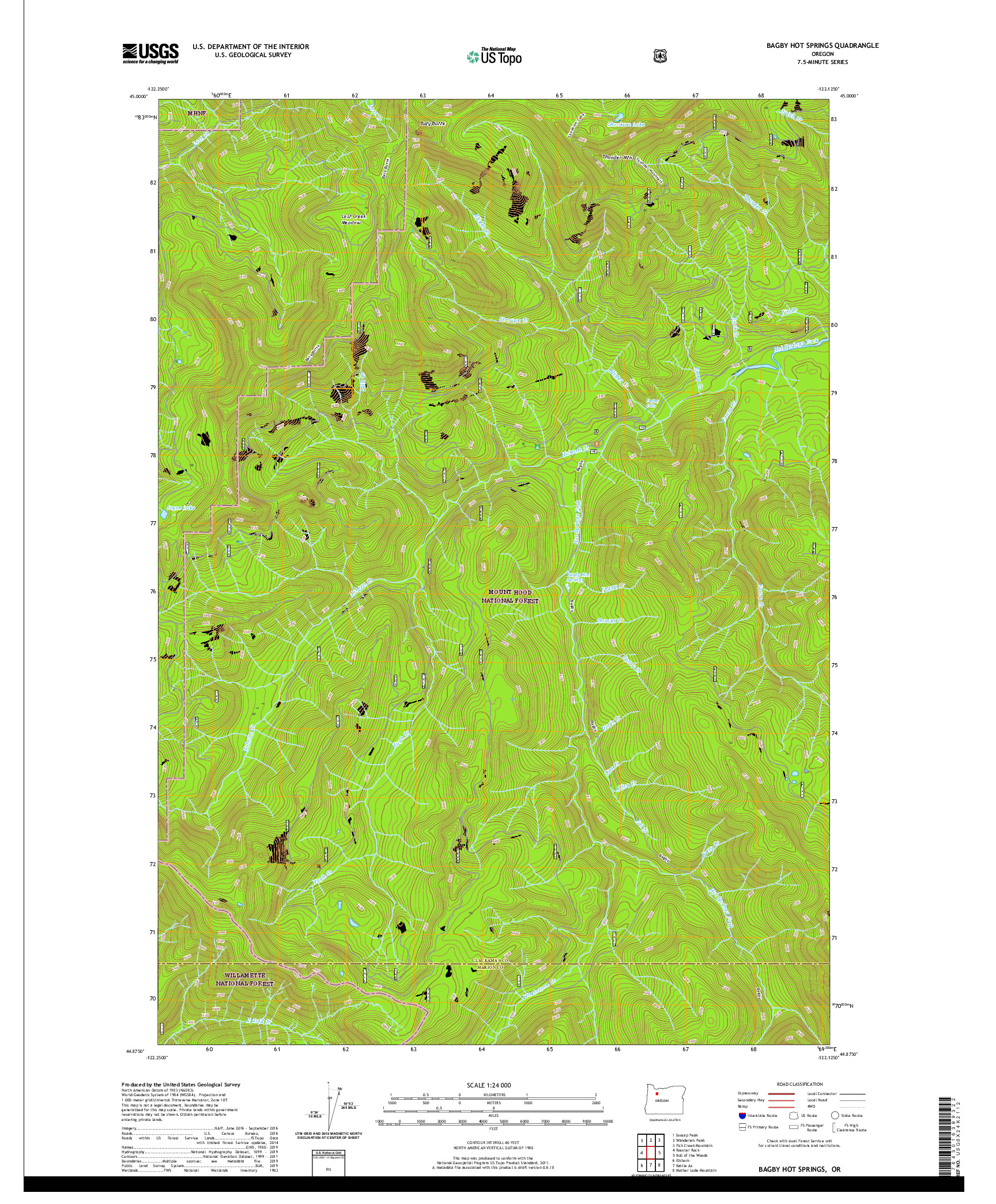 USGS US TOPO 7.5-MINUTE MAP FOR BAGBY HOT SPRINGS, OR 2020