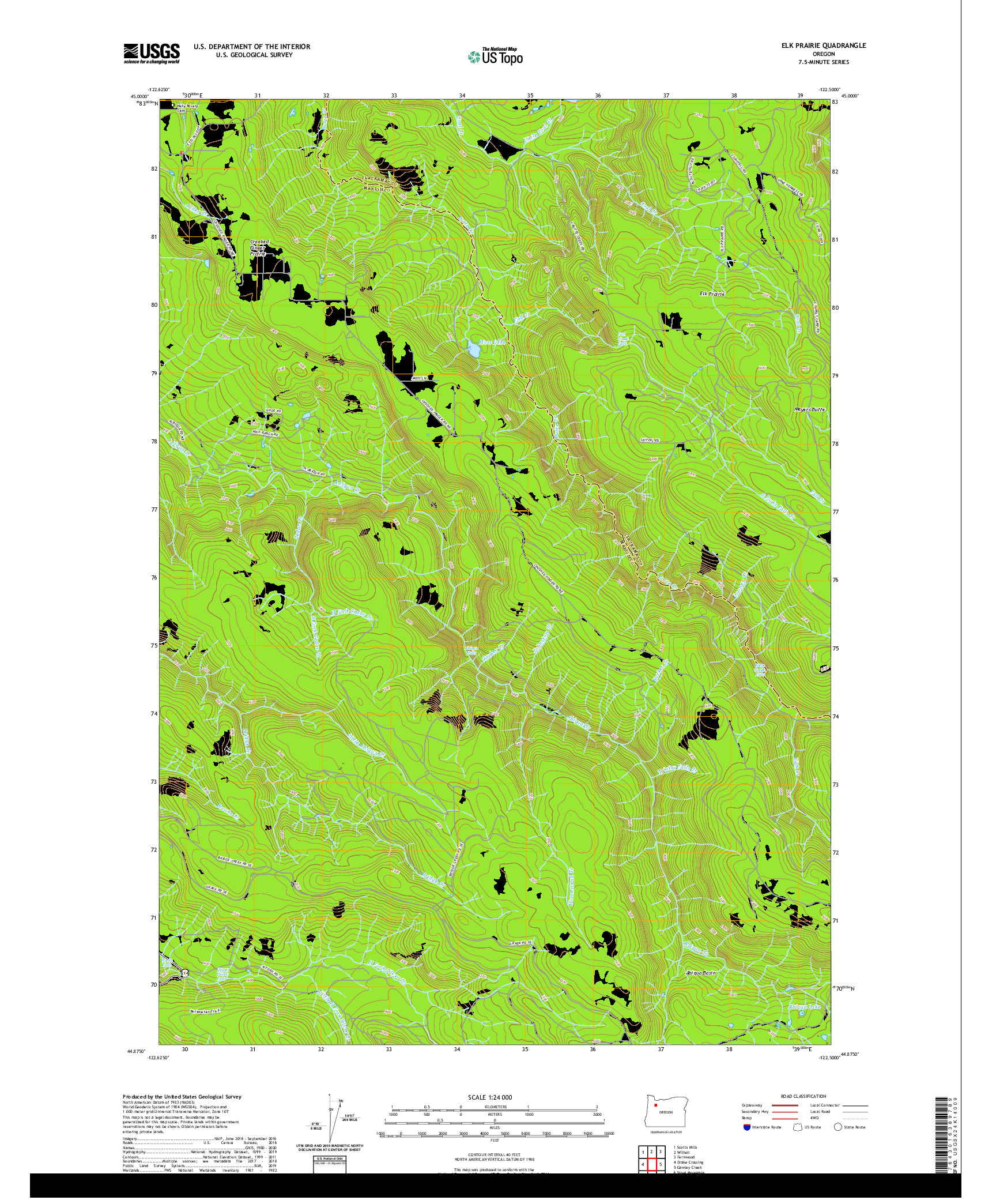USGS US TOPO 7.5-MINUTE MAP FOR ELK PRAIRIE, OR 2020