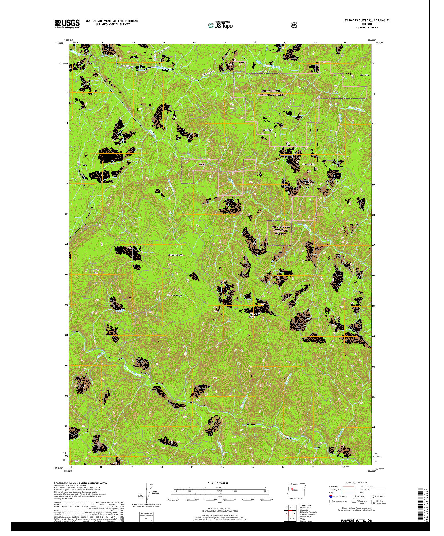 USGS US TOPO 7.5-MINUTE MAP FOR FARMERS BUTTE, OR 2020