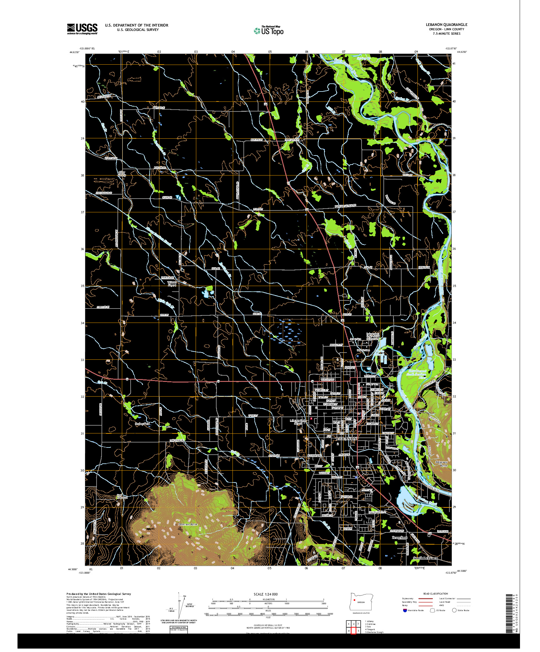 USGS US TOPO 7.5-MINUTE MAP FOR LEBANON, OR 2020