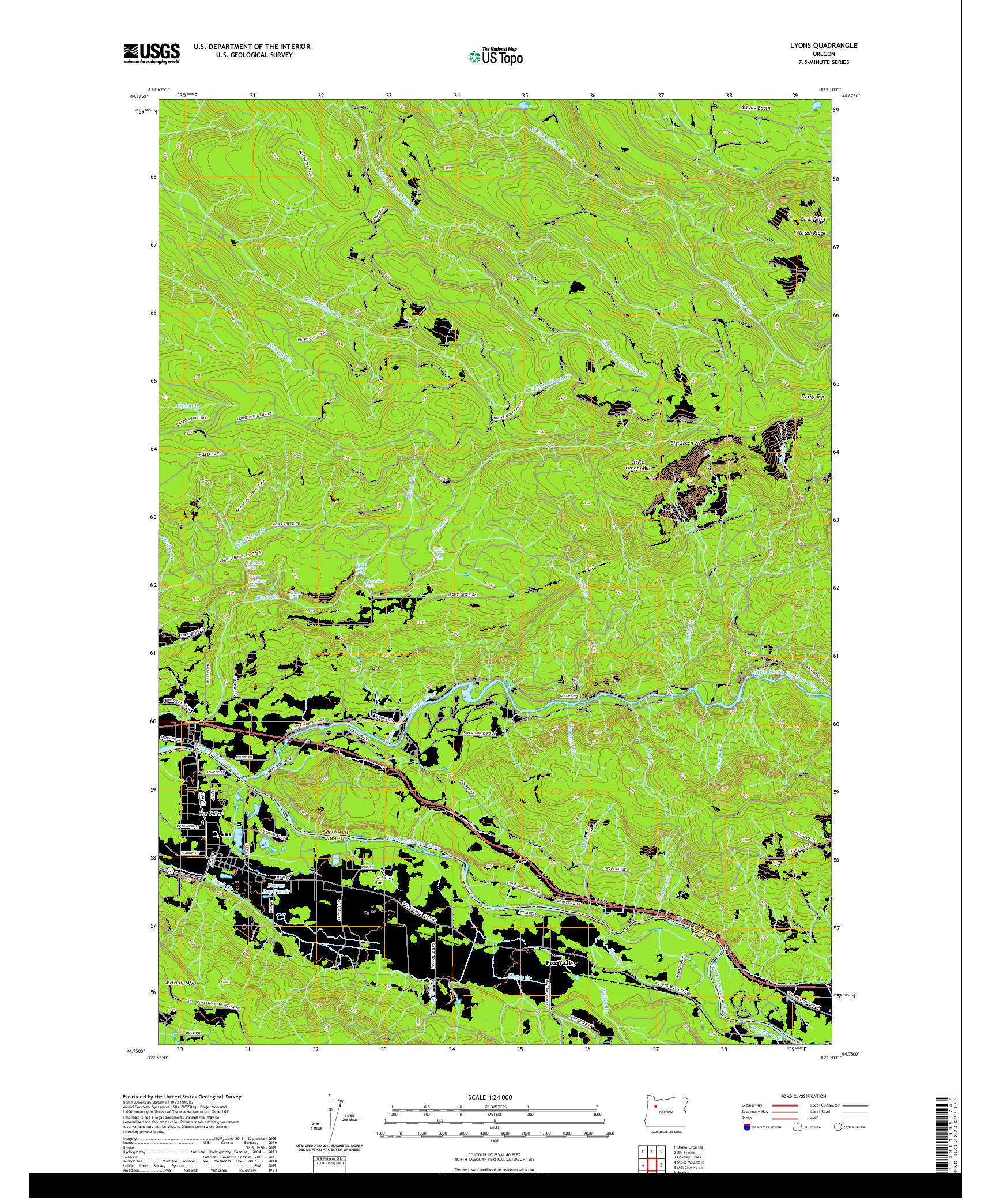 USGS US TOPO 7.5-MINUTE MAP FOR LYONS, OR 2020