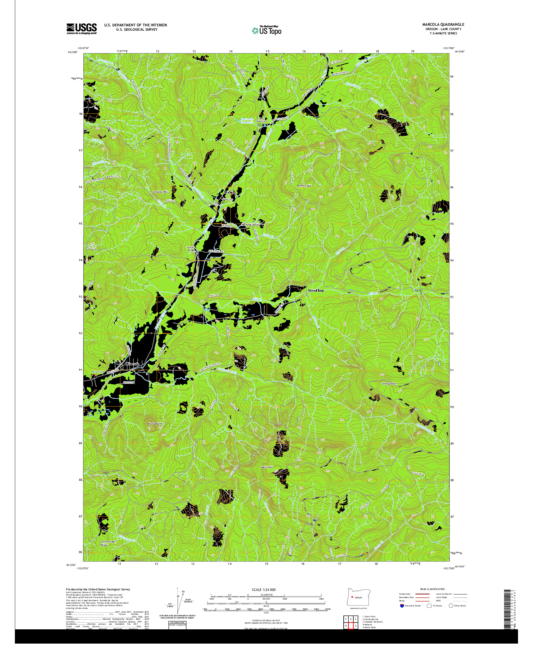 USGS US TOPO 7.5-MINUTE MAP FOR MARCOLA, OR 2020