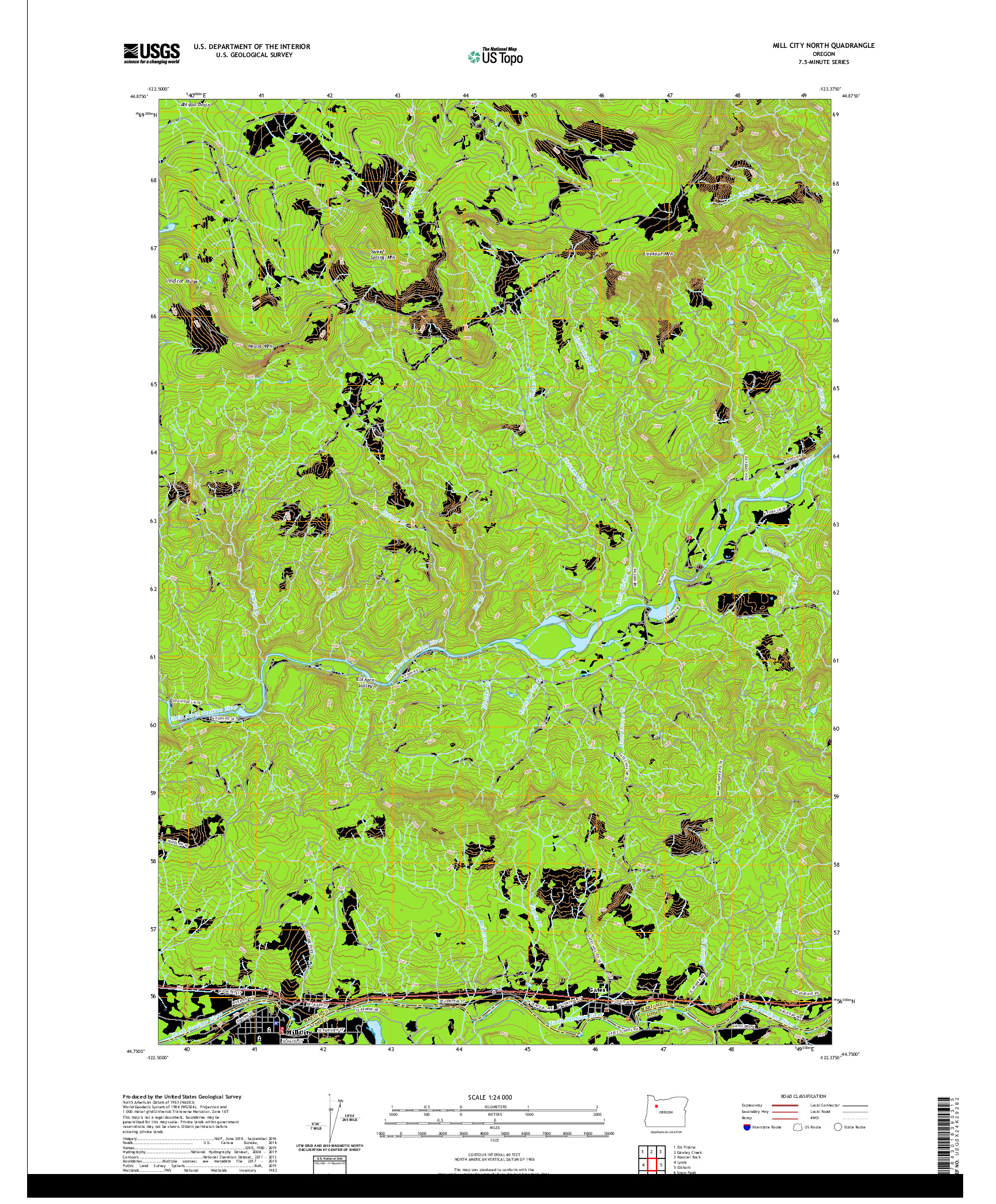 USGS US TOPO 7.5-MINUTE MAP FOR MILL CITY NORTH, OR 2020