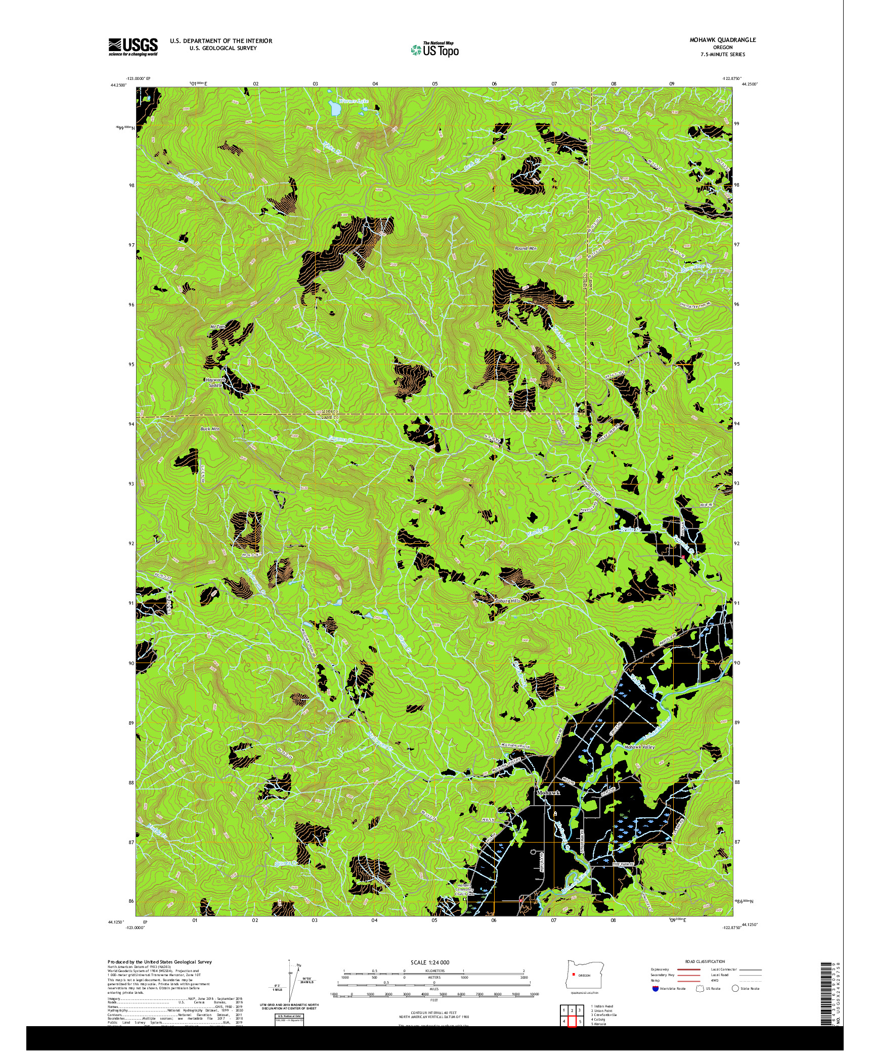 USGS US TOPO 7.5-MINUTE MAP FOR MOHAWK, OR 2020