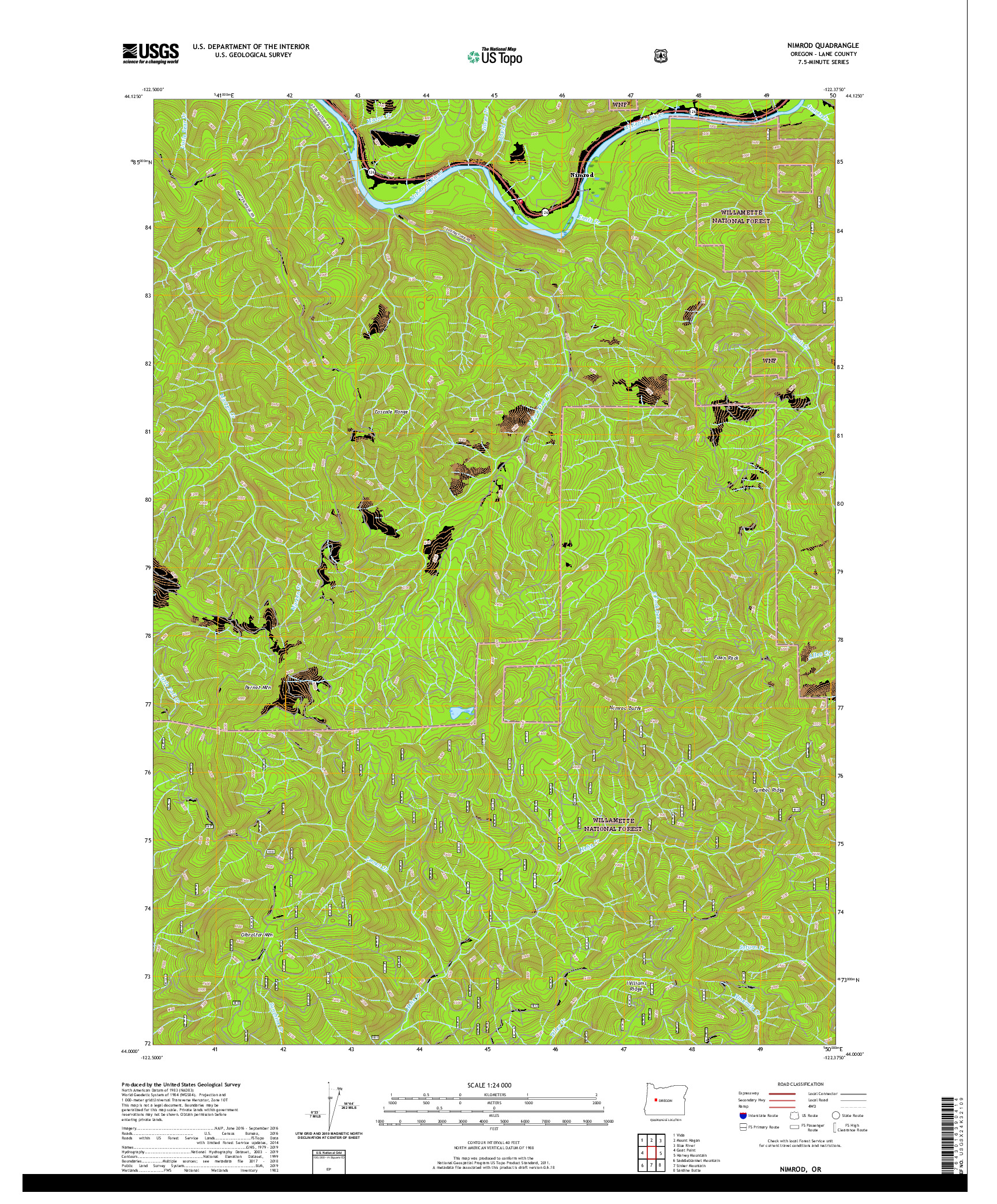 USGS US TOPO 7.5-MINUTE MAP FOR NIMROD, OR 2020