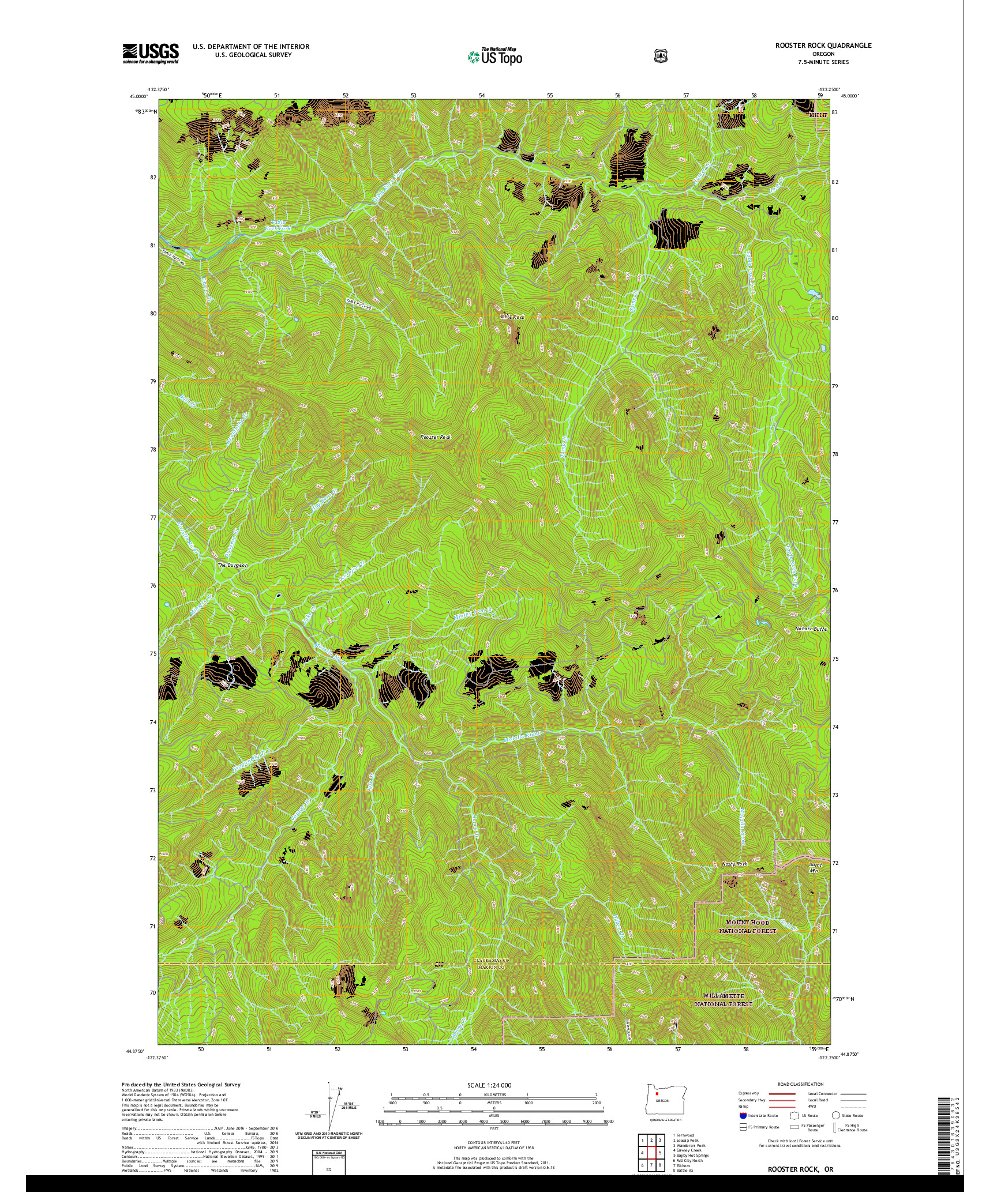 USGS US TOPO 7.5-MINUTE MAP FOR ROOSTER ROCK, OR 2020