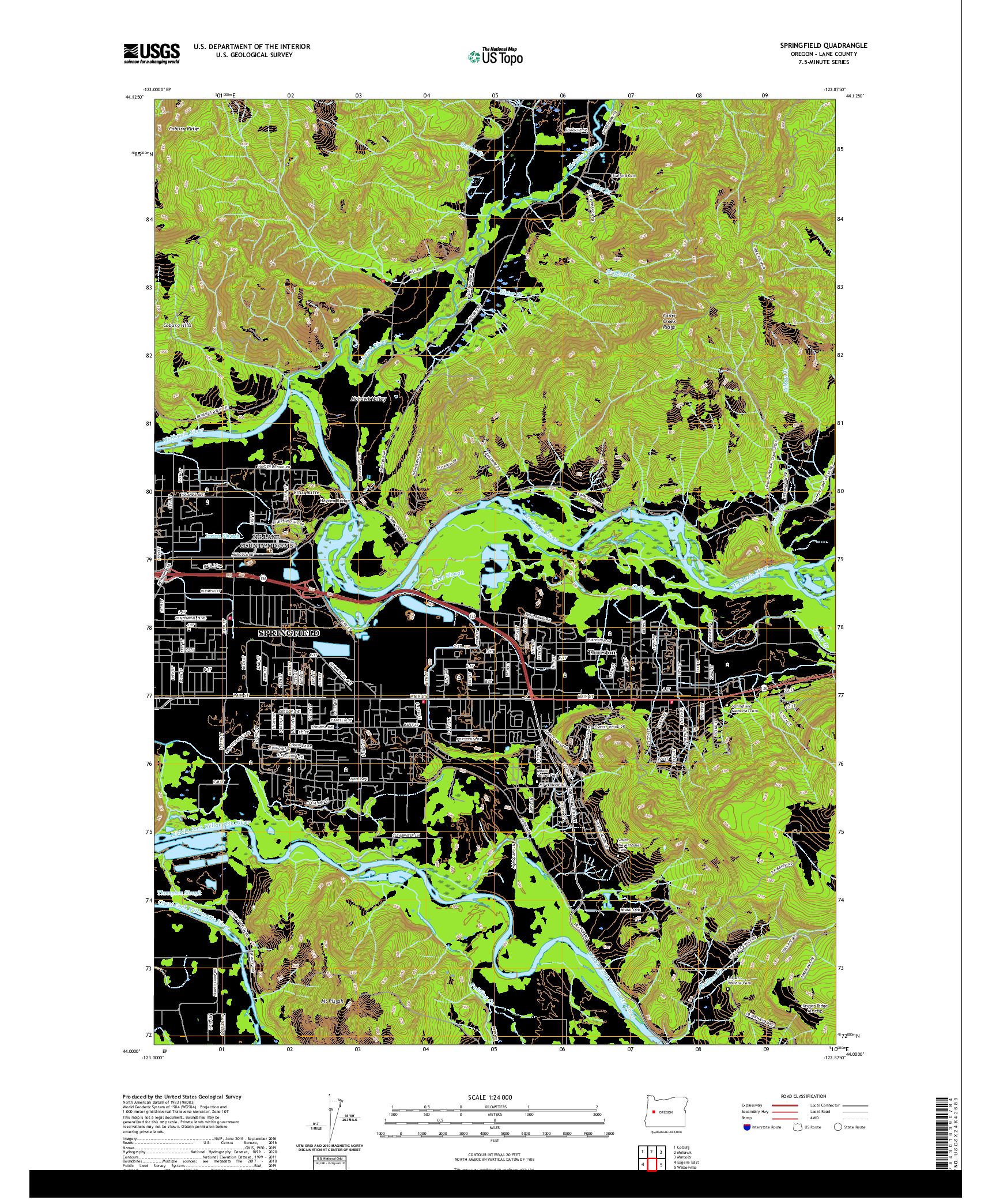 USGS US TOPO 7.5-MINUTE MAP FOR SPRINGFIELD, OR 2020