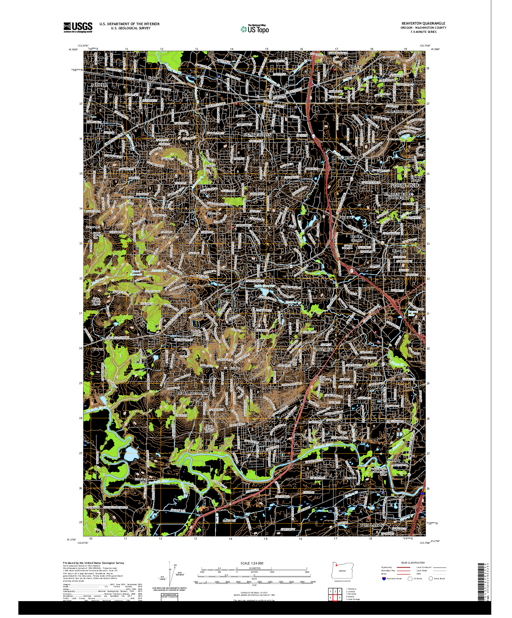 USGS US TOPO 7.5-MINUTE MAP FOR BEAVERTON, OR 2020