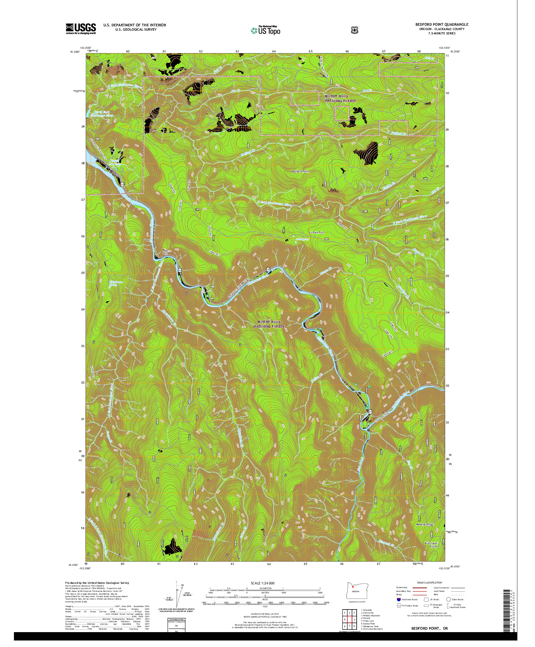 USGS US TOPO 7.5-MINUTE MAP FOR BEDFORD POINT, OR 2020