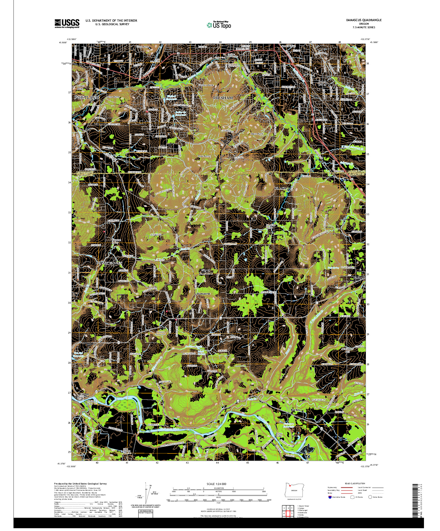 USGS US TOPO 7.5-MINUTE MAP FOR DAMASCUS, OR 2020