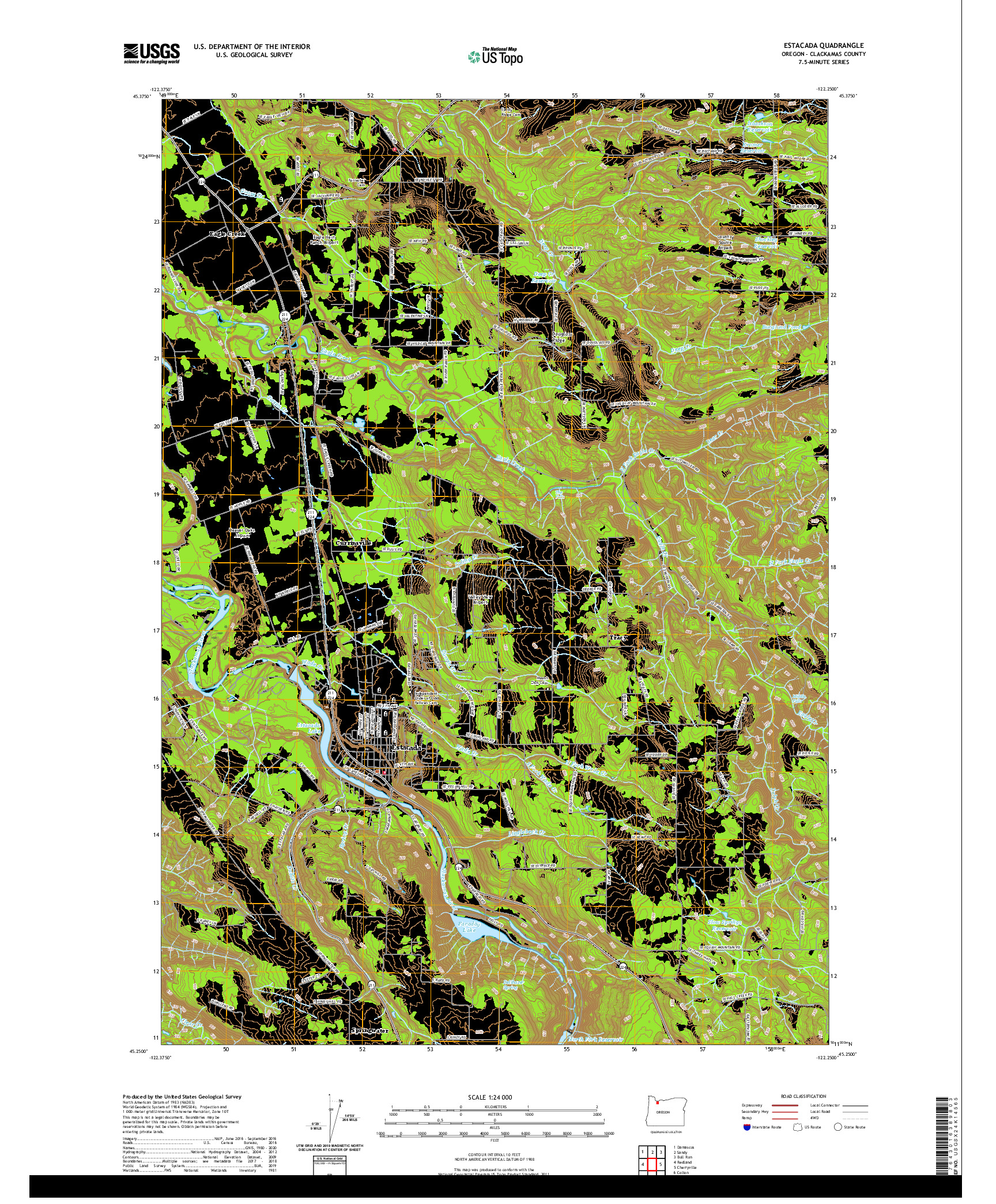 USGS US TOPO 7.5-MINUTE MAP FOR ESTACADA, OR 2020