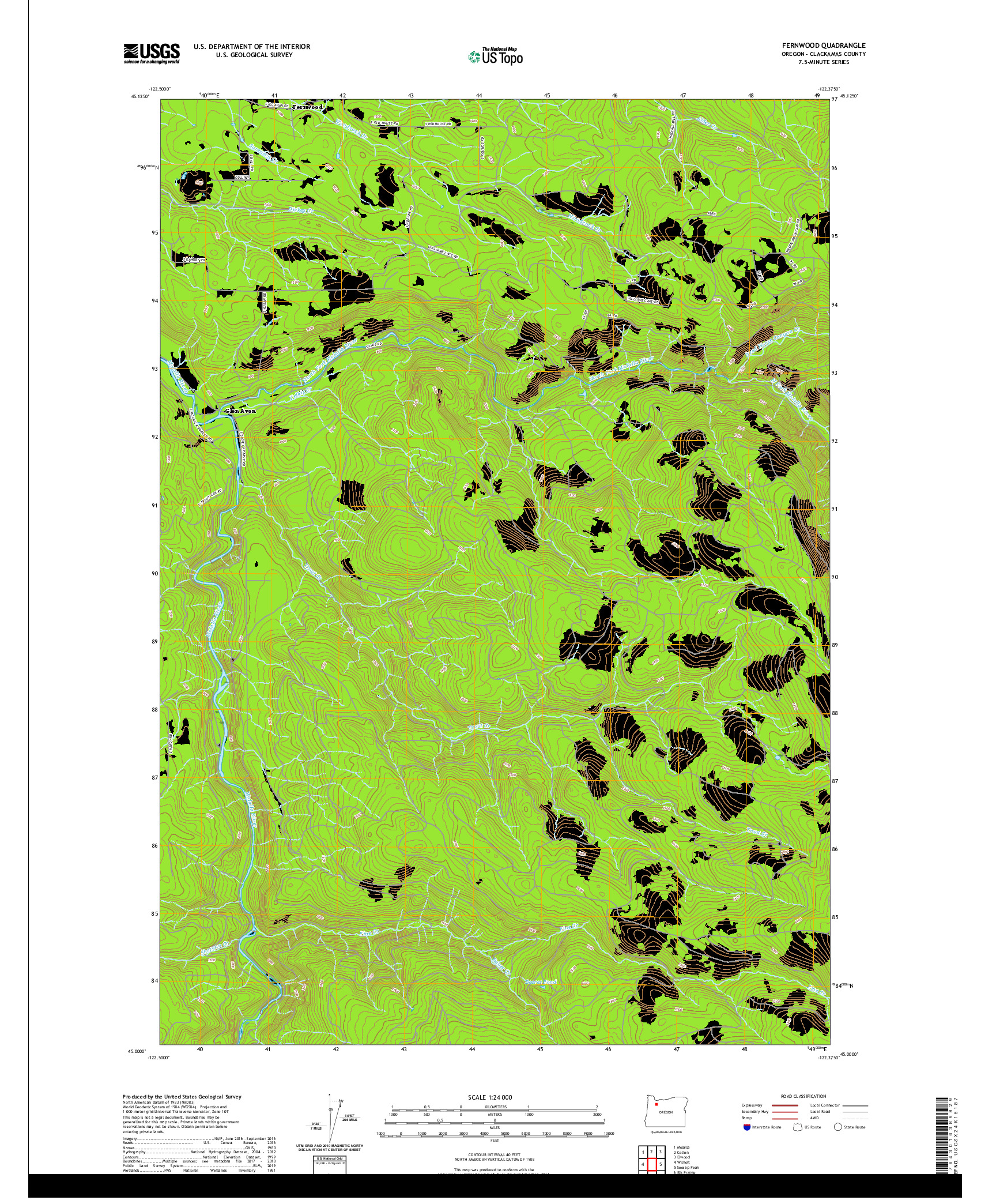 USGS US TOPO 7.5-MINUTE MAP FOR FERNWOOD, OR 2020