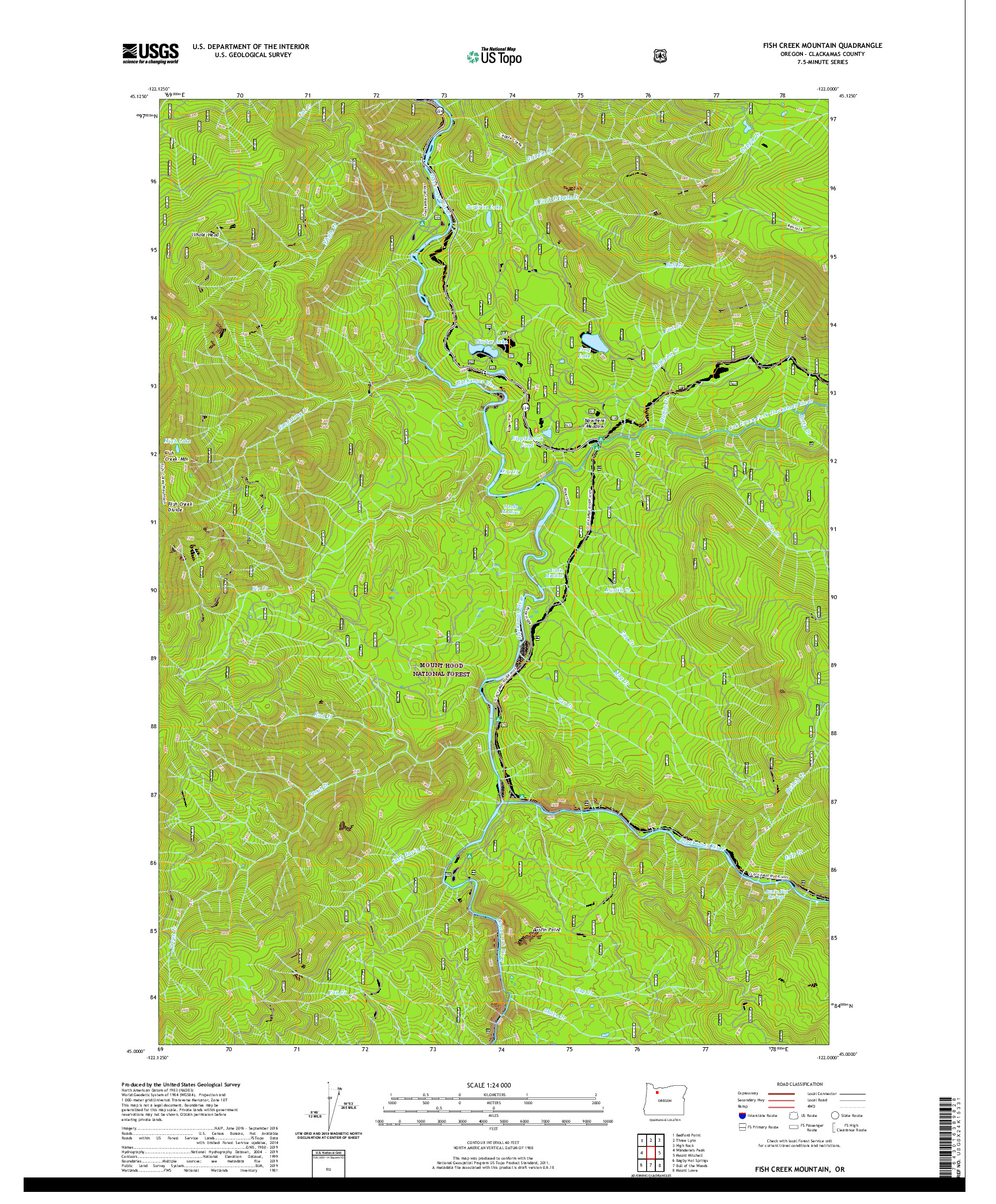 USGS US TOPO 7.5-MINUTE MAP FOR FISH CREEK MOUNTAIN, OR 2020