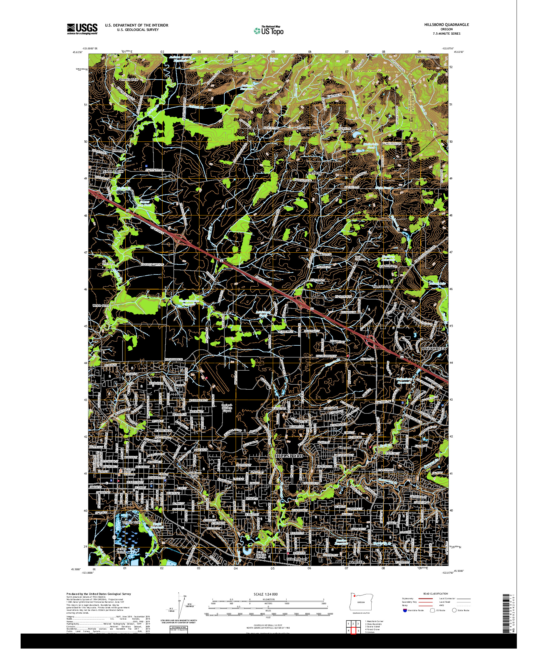 USGS US TOPO 7.5-MINUTE MAP FOR HILLSBORO, OR 2020