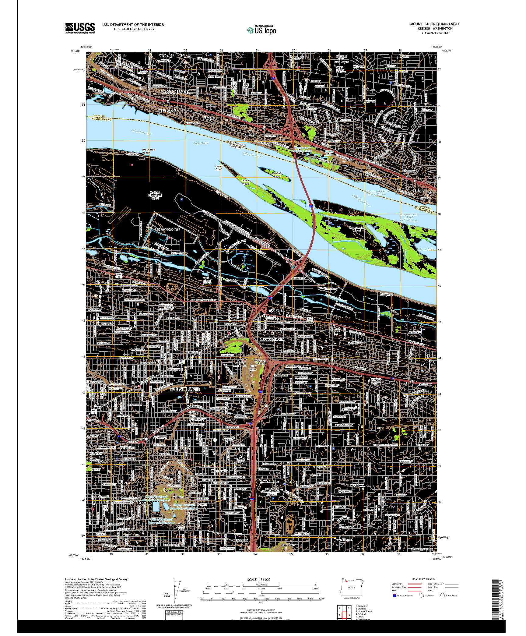 USGS US TOPO 7.5-MINUTE MAP FOR MOUNT TABOR, OR,WA 2020