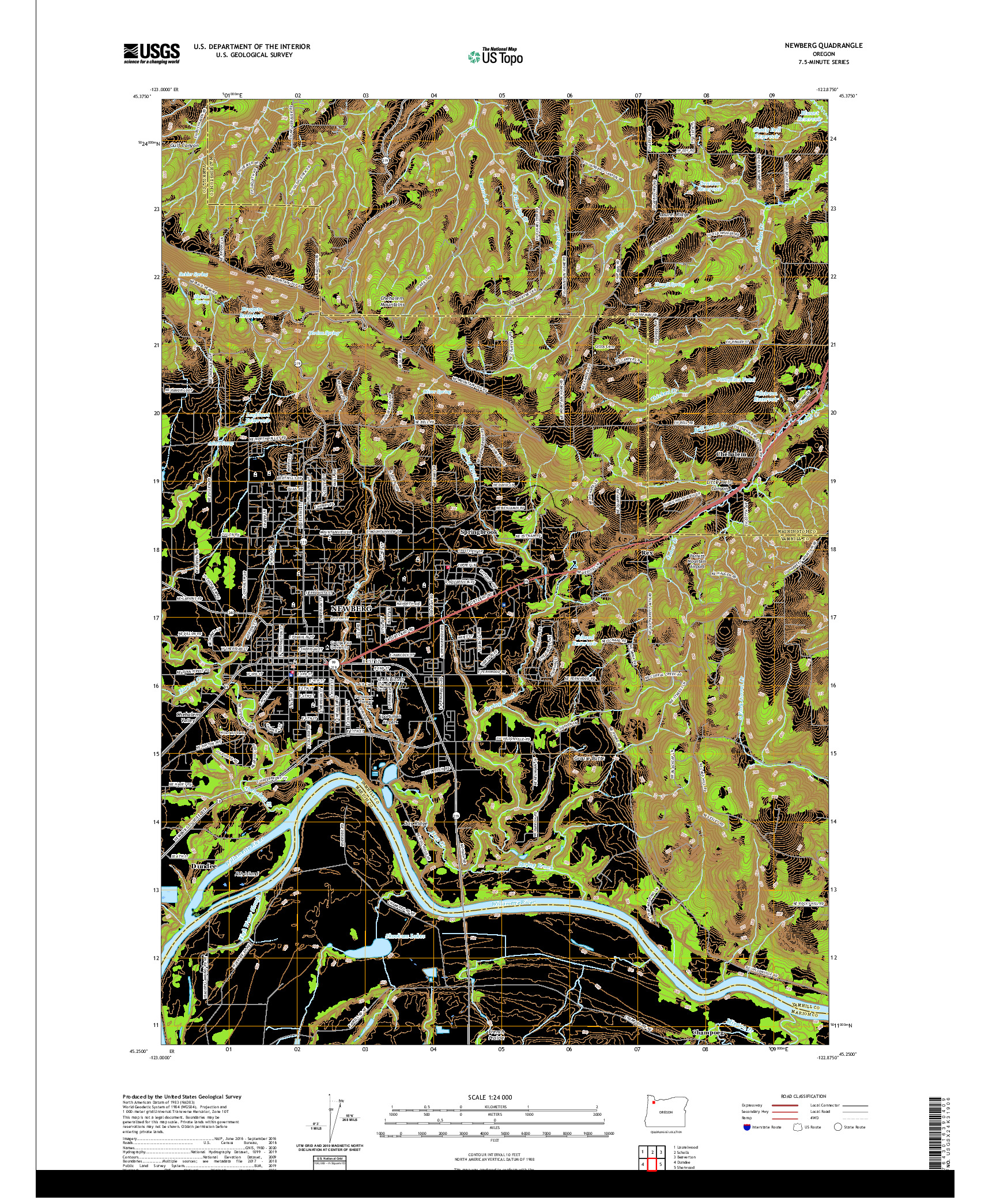 USGS US TOPO 7.5-MINUTE MAP FOR NEWBERG, OR 2020