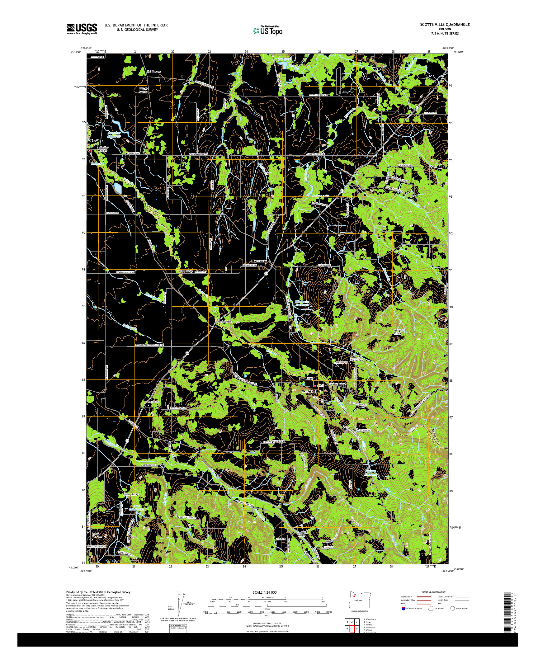 USGS US TOPO 7.5-MINUTE MAP FOR SCOTTS MILLS, OR 2020