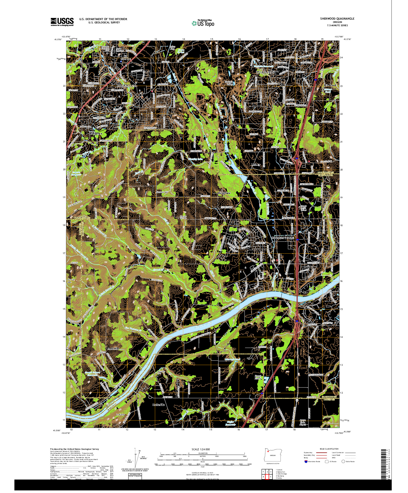 USGS US TOPO 7.5-MINUTE MAP FOR SHERWOOD, OR 2020