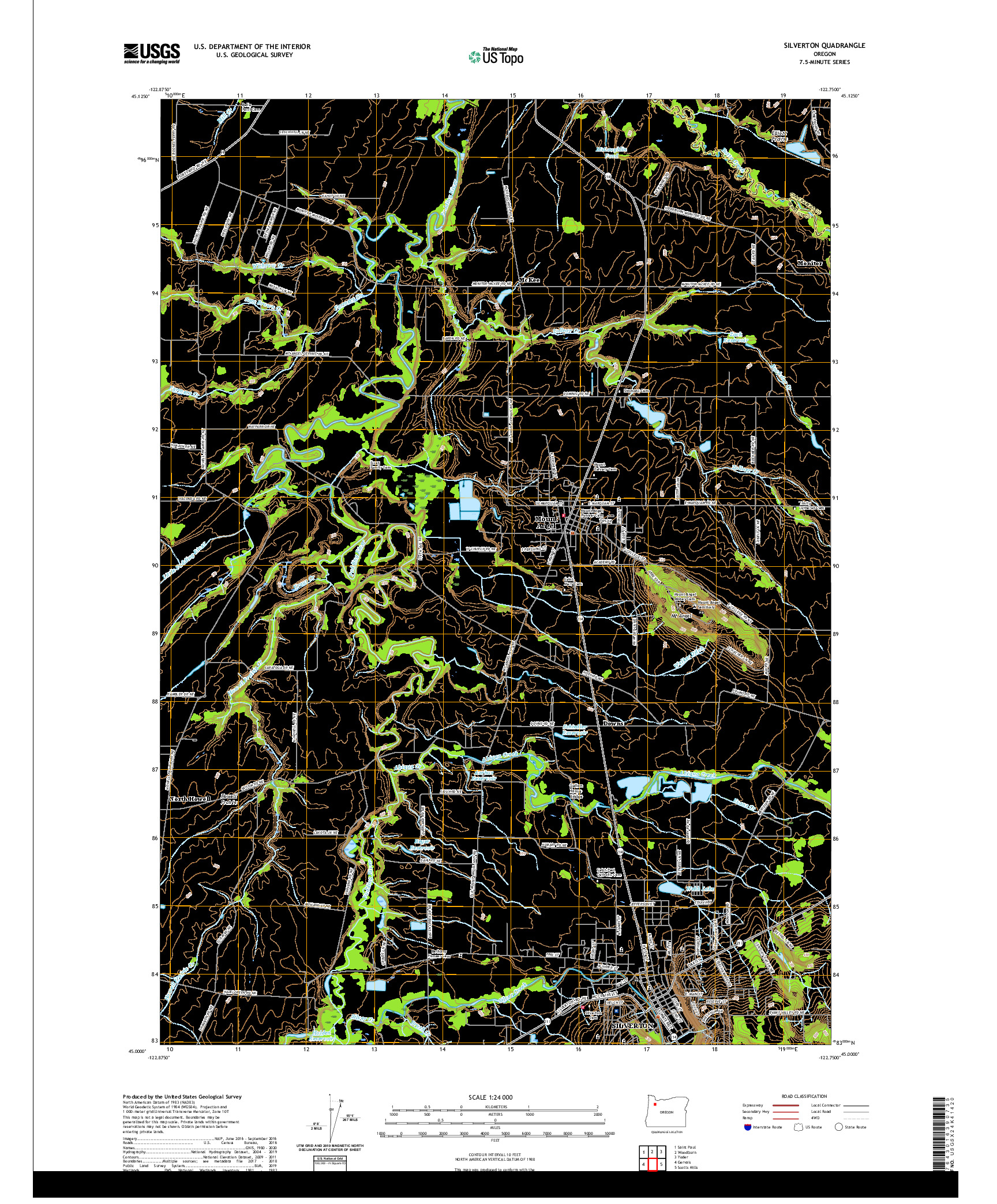 USGS US TOPO 7.5-MINUTE MAP FOR SILVERTON, OR 2020