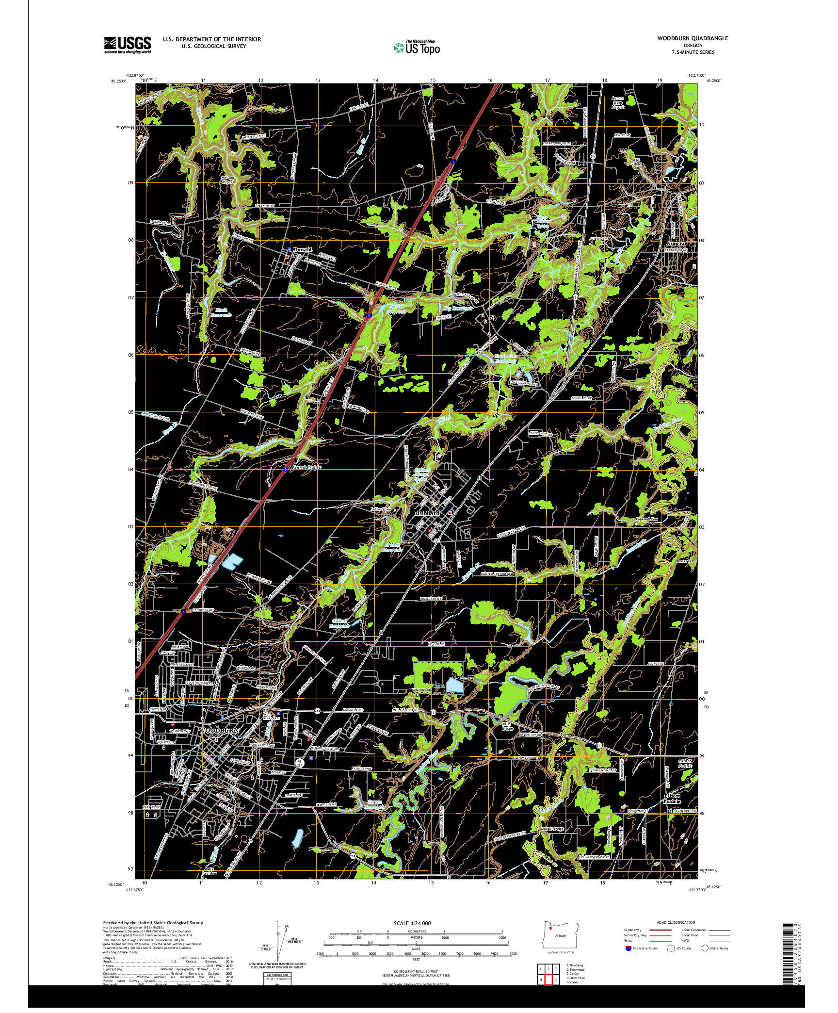 USGS US TOPO 7.5-MINUTE MAP FOR WOODBURN, OR 2020