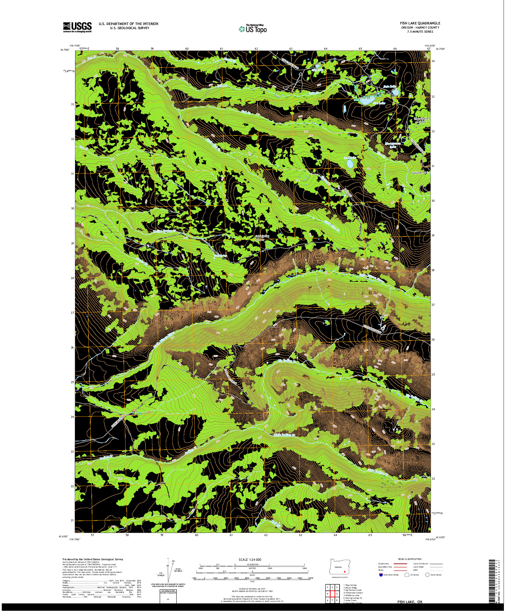 USGS US TOPO 7.5-MINUTE MAP FOR FISH LAKE, OR 2020