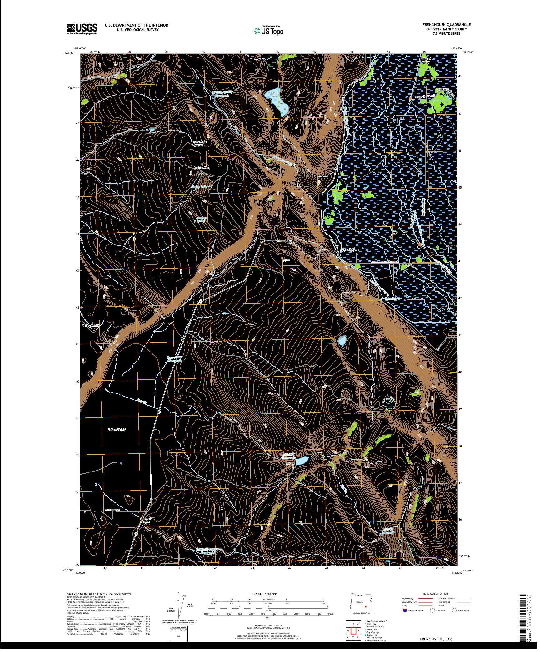 USGS US TOPO 7.5-MINUTE MAP FOR FRENCHGLEN, OR 2020