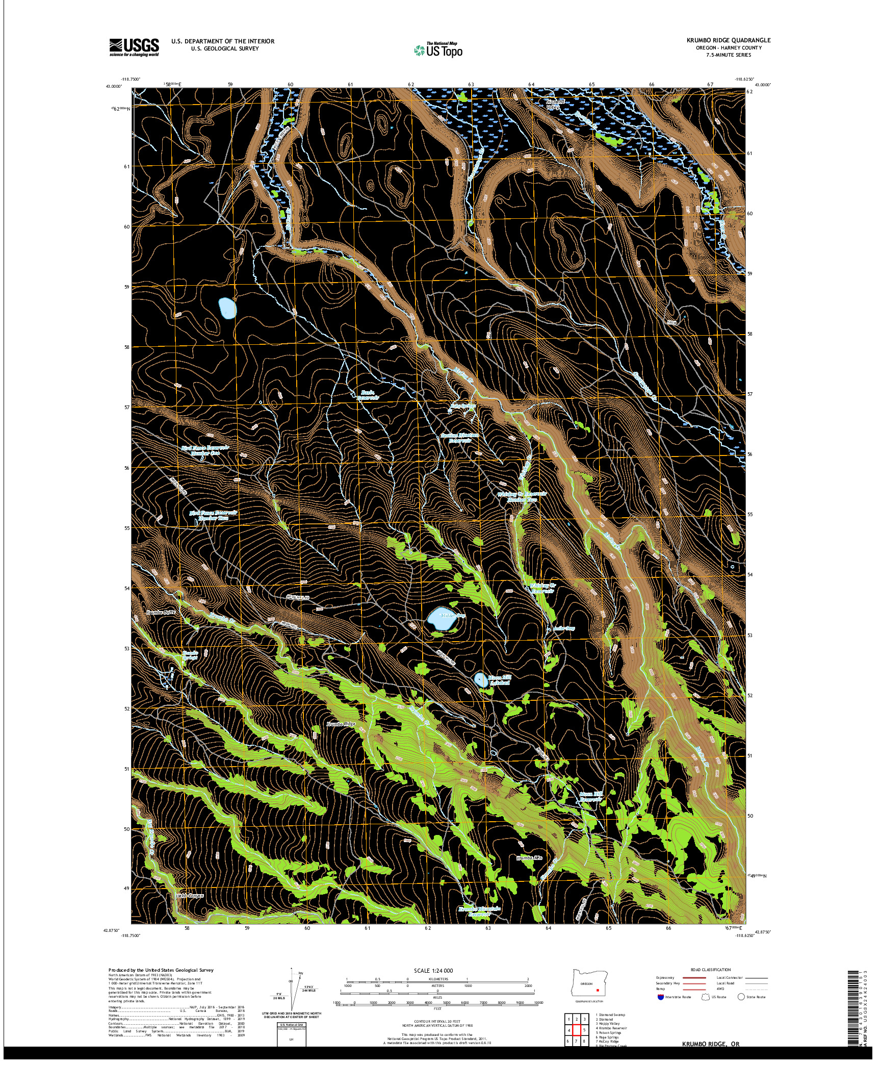USGS US TOPO 7.5-MINUTE MAP FOR KRUMBO RIDGE, OR 2020