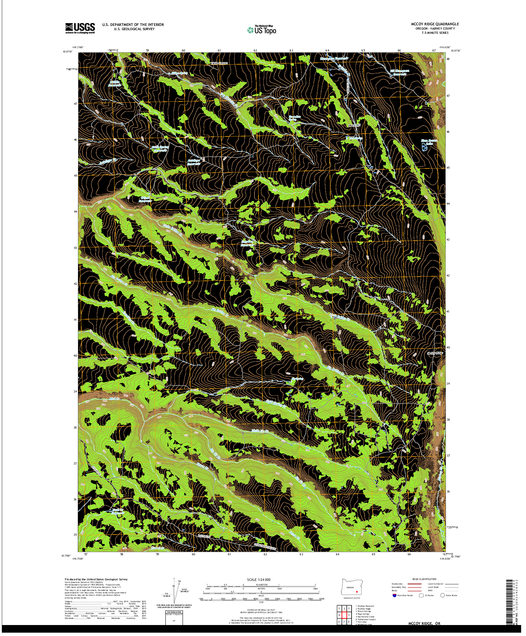 USGS US TOPO 7.5-MINUTE MAP FOR MCCOY RIDGE, OR 2020