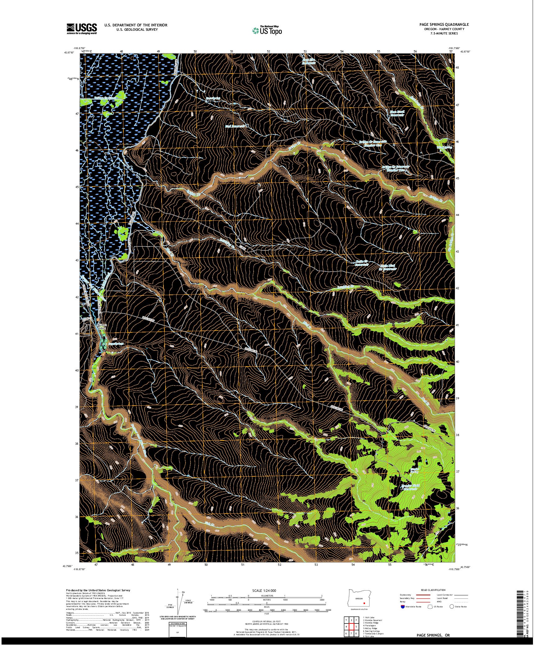USGS US TOPO 7.5-MINUTE MAP FOR PAGE SPRINGS, OR 2020