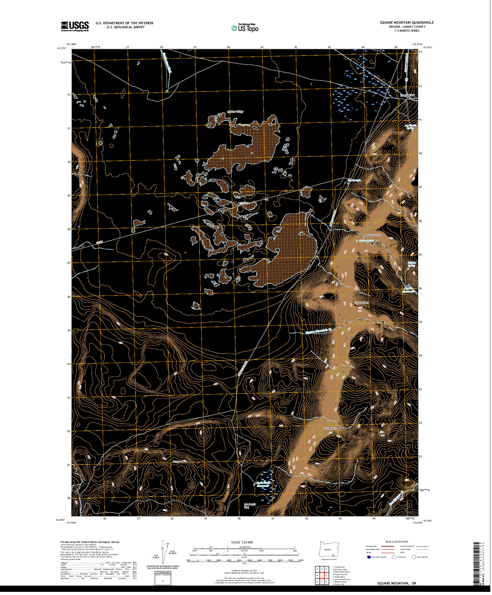 USGS US TOPO 7.5-MINUTE MAP FOR SQUARE MOUNTAIN, OR 2020