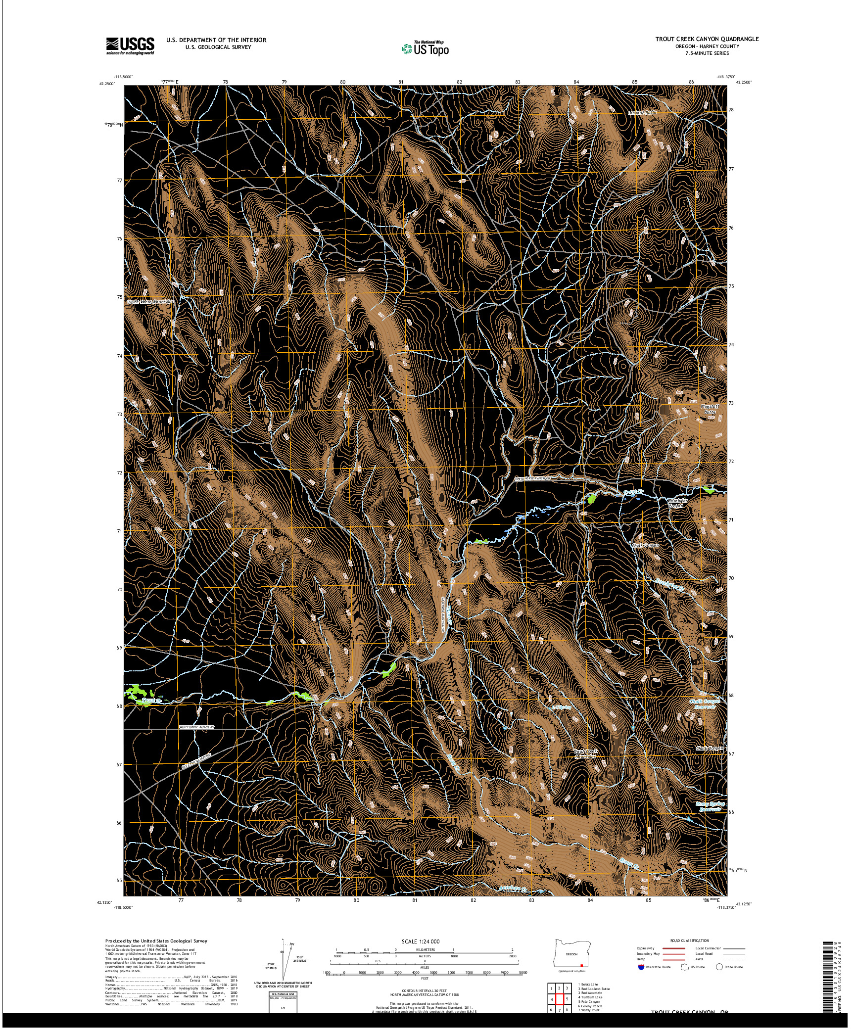 USGS US TOPO 7.5-MINUTE MAP FOR TROUT CREEK CANYON, OR 2020