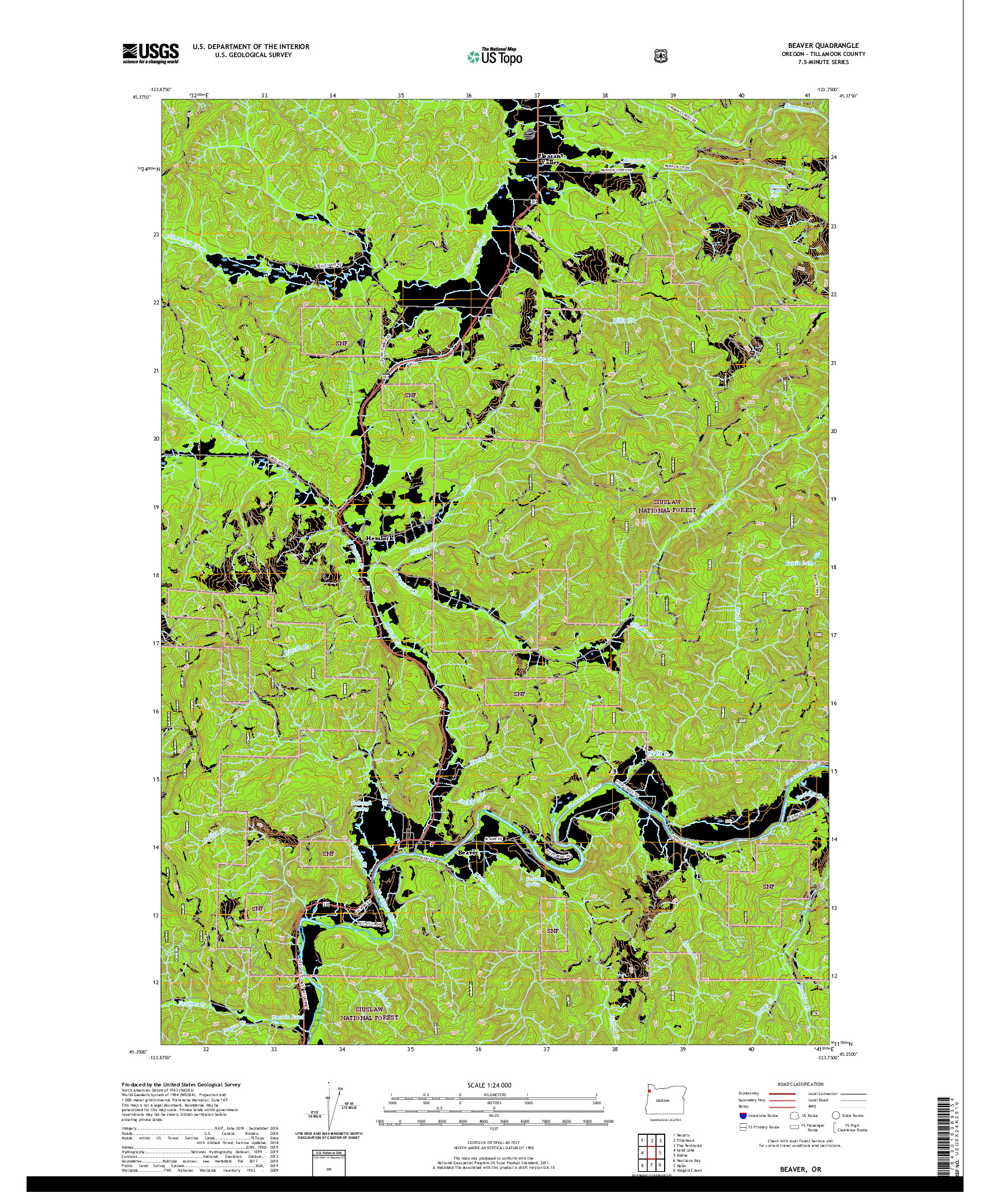 USGS US TOPO 7.5-MINUTE MAP FOR BEAVER, OR 2020