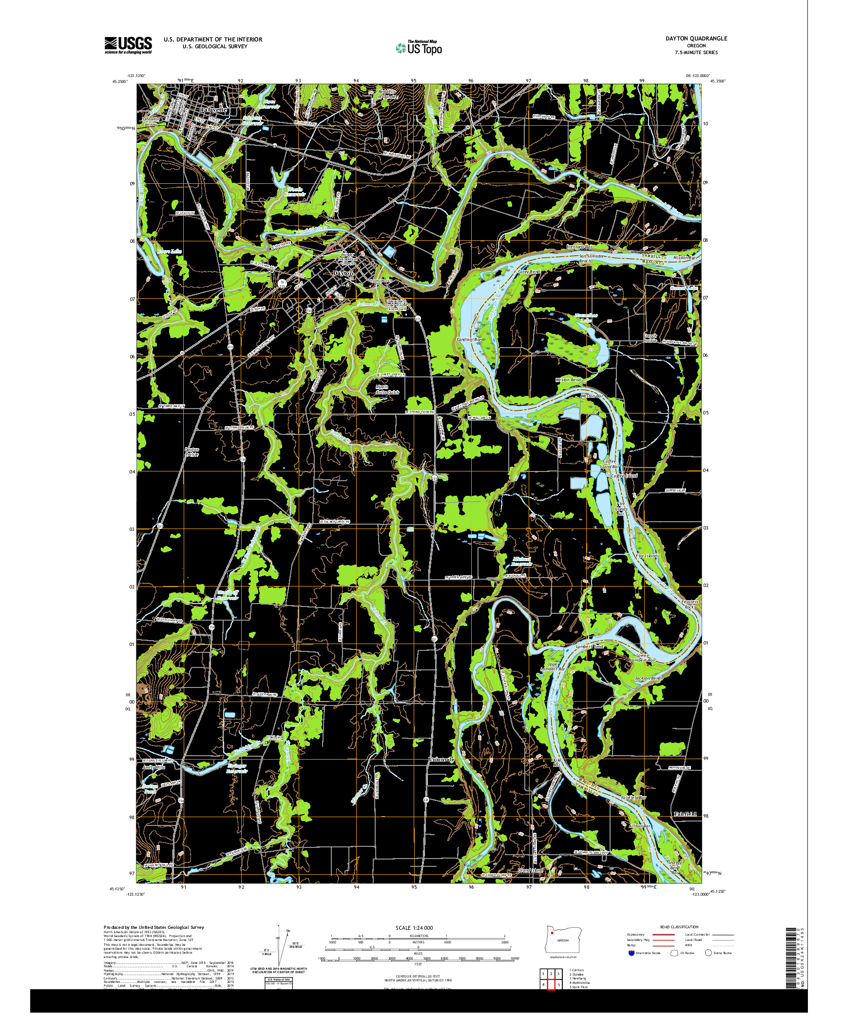 USGS US TOPO 7.5-MINUTE MAP FOR DAYTON, OR 2020