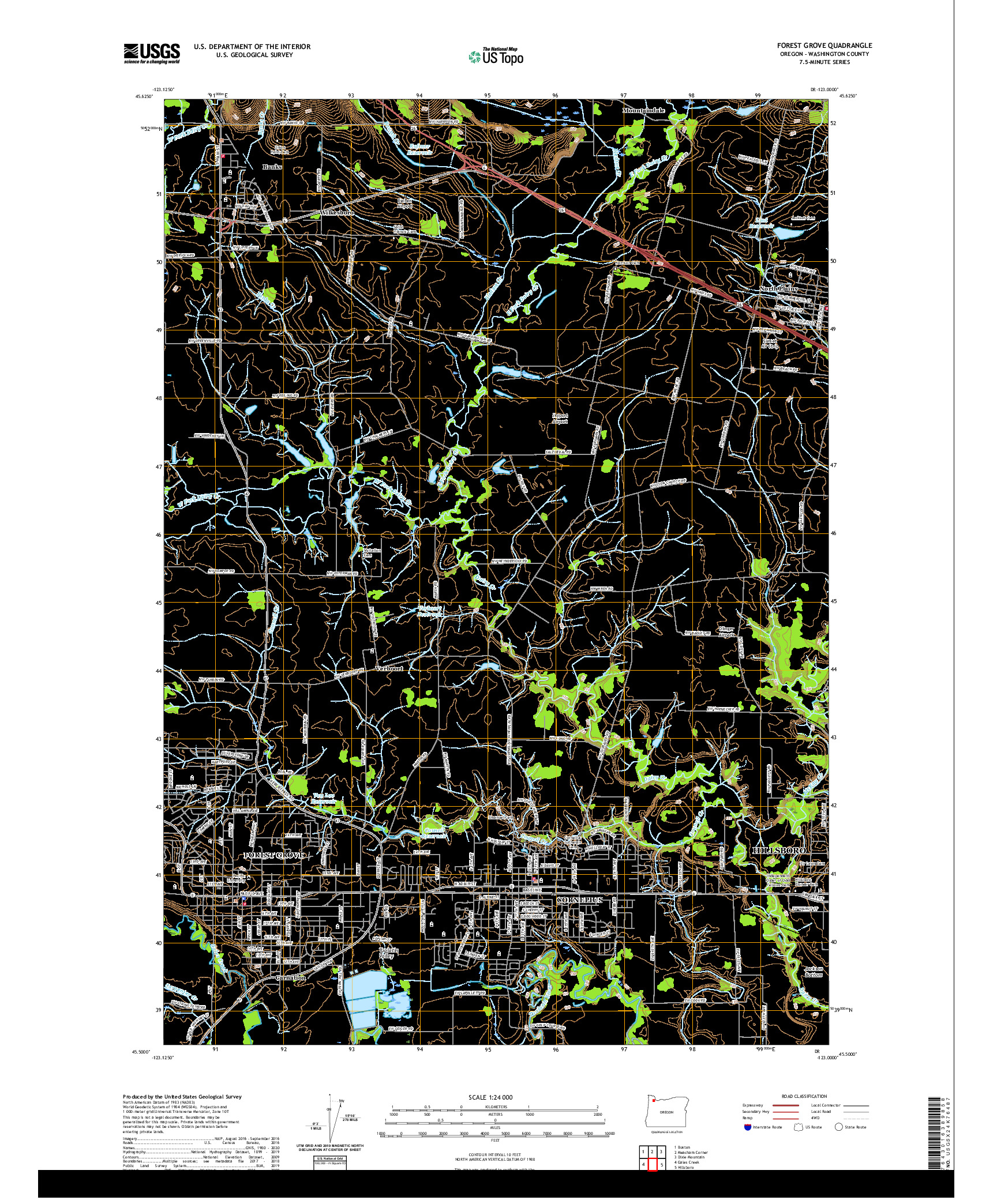 USGS US TOPO 7.5-MINUTE MAP FOR FOREST GROVE, OR 2020