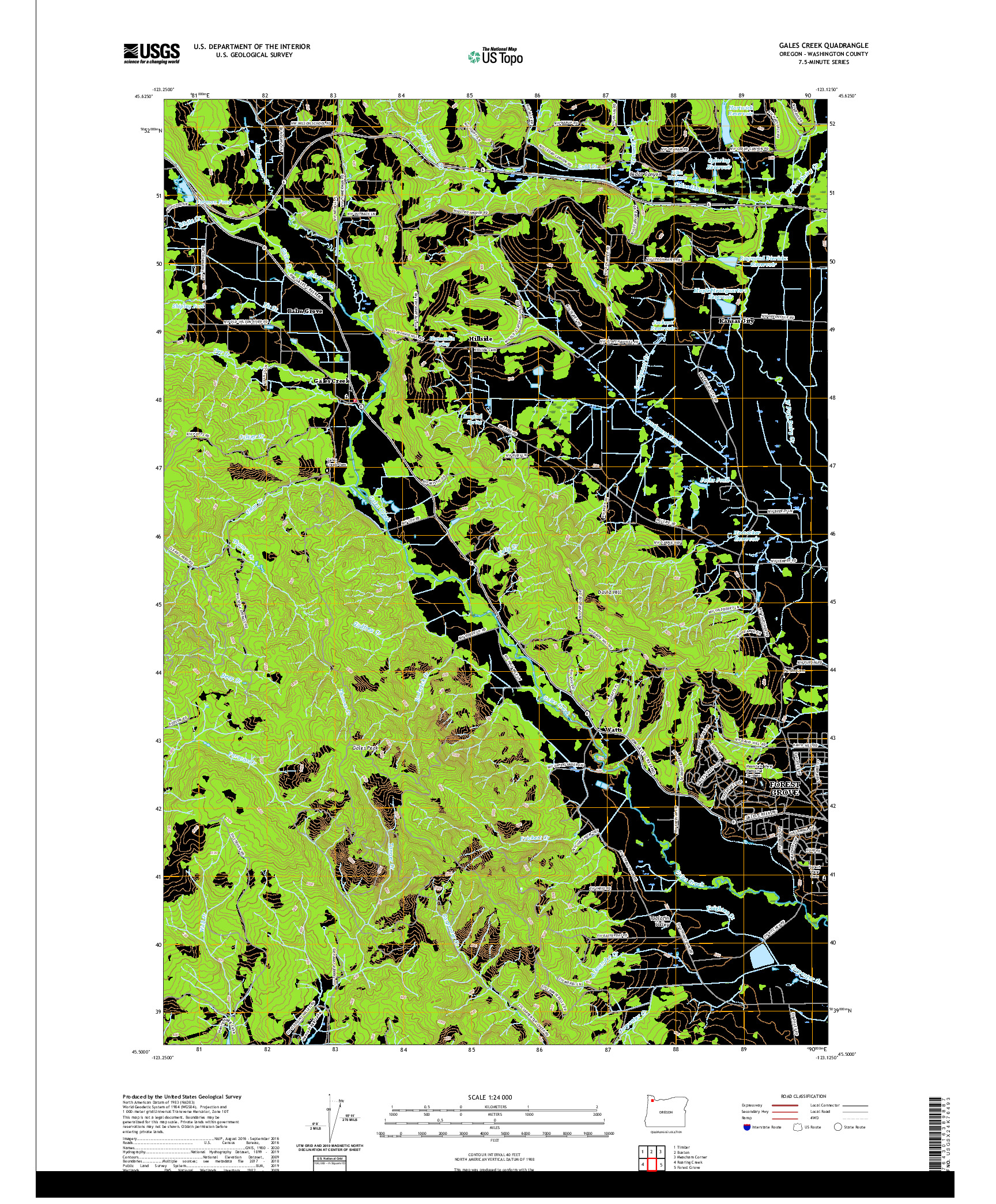 USGS US TOPO 7.5-MINUTE MAP FOR GALES CREEK, OR 2020