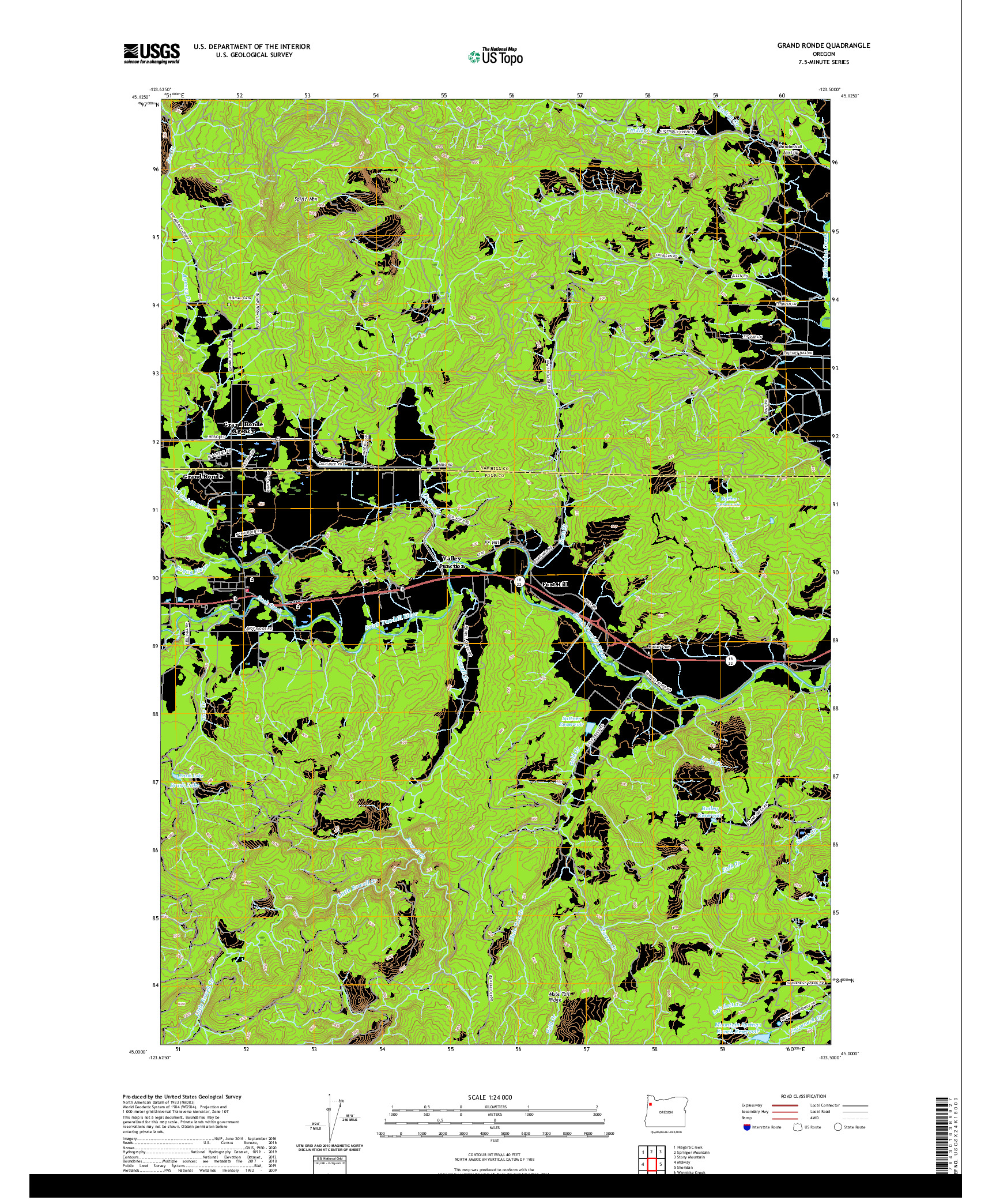 USGS US TOPO 7.5-MINUTE MAP FOR GRAND RONDE, OR 2020
