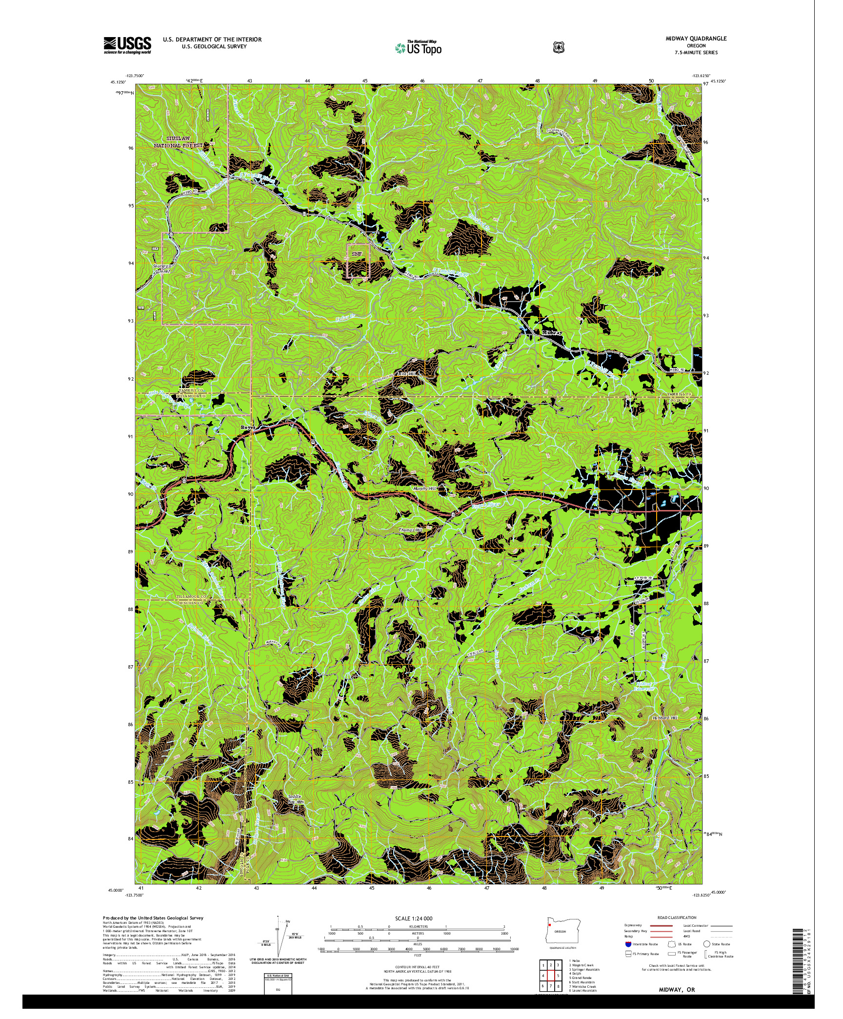 USGS US TOPO 7.5-MINUTE MAP FOR MIDWAY, OR 2020