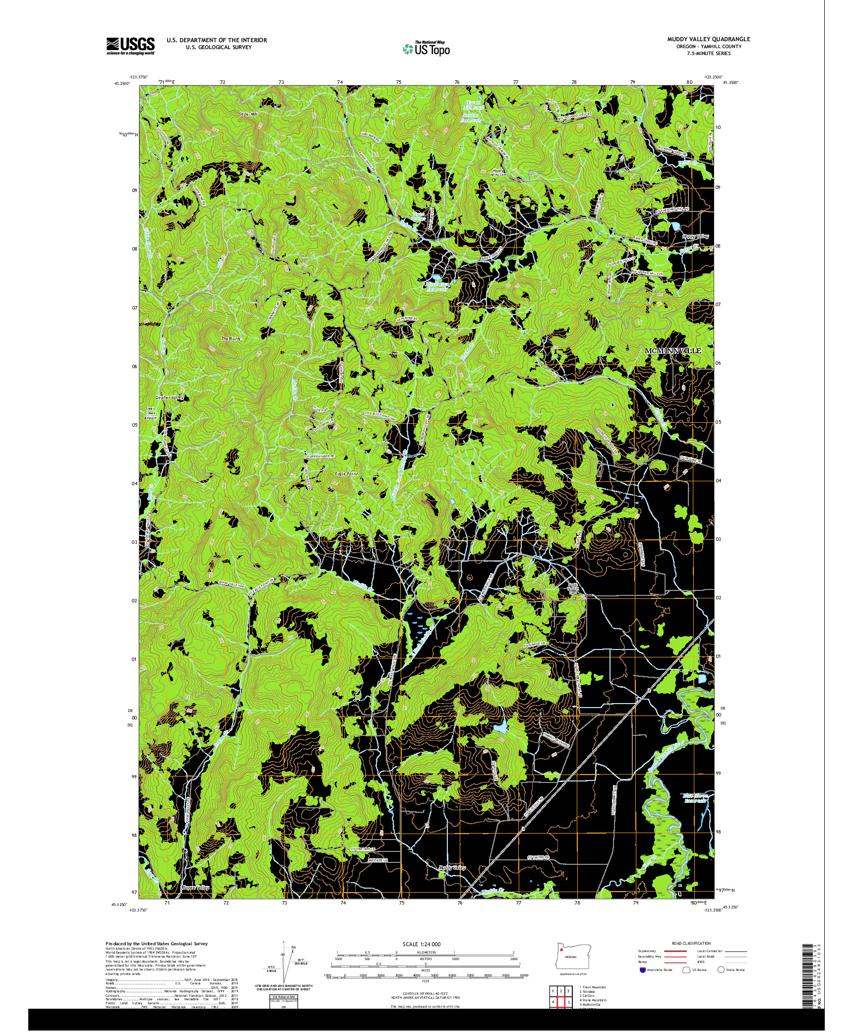 USGS US TOPO 7.5-MINUTE MAP FOR MUDDY VALLEY, OR 2020