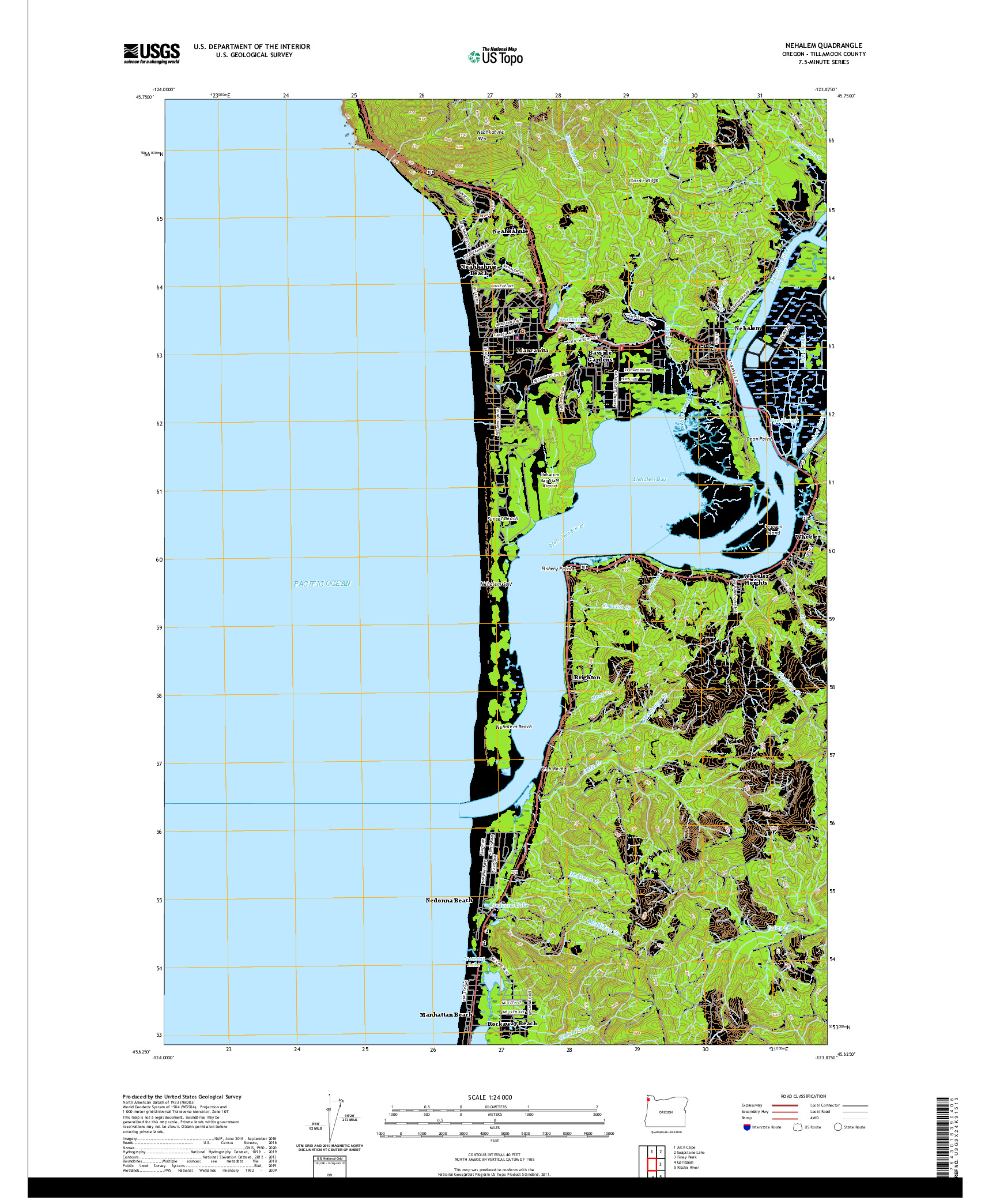 USGS US TOPO 7.5-MINUTE MAP FOR NEHALEM, OR 2020