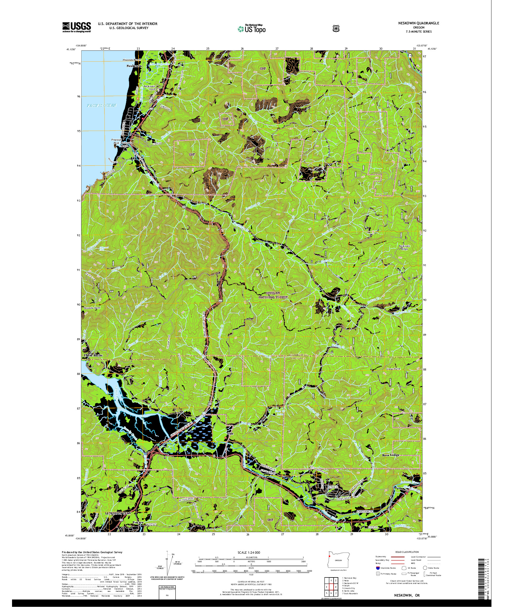 USGS US TOPO 7.5-MINUTE MAP FOR NESKOWIN, OR 2020